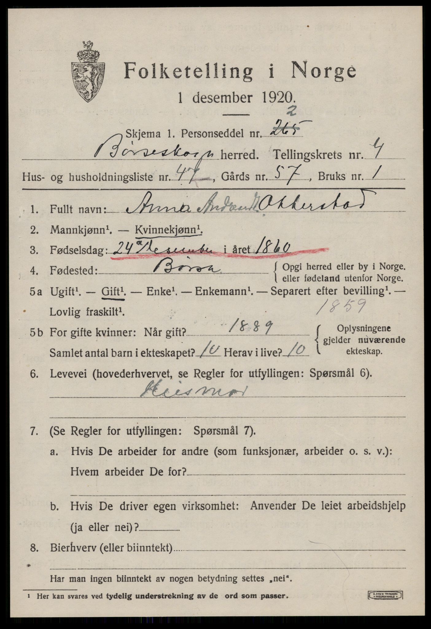 SAT, 1920 census for Børseskogn, 1920, p. 2802