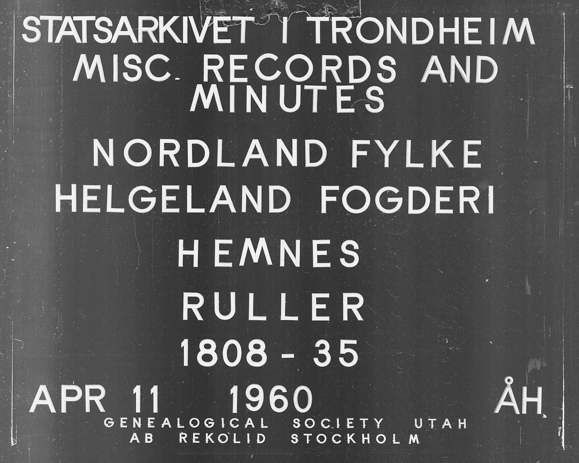 Fylkesmannen i Nordland, SAT/A-0499/1.1/R/Ra/L0013: Innrulleringsmanntall for Hemnes (Sør-Rana), 1809-1835, p. 1