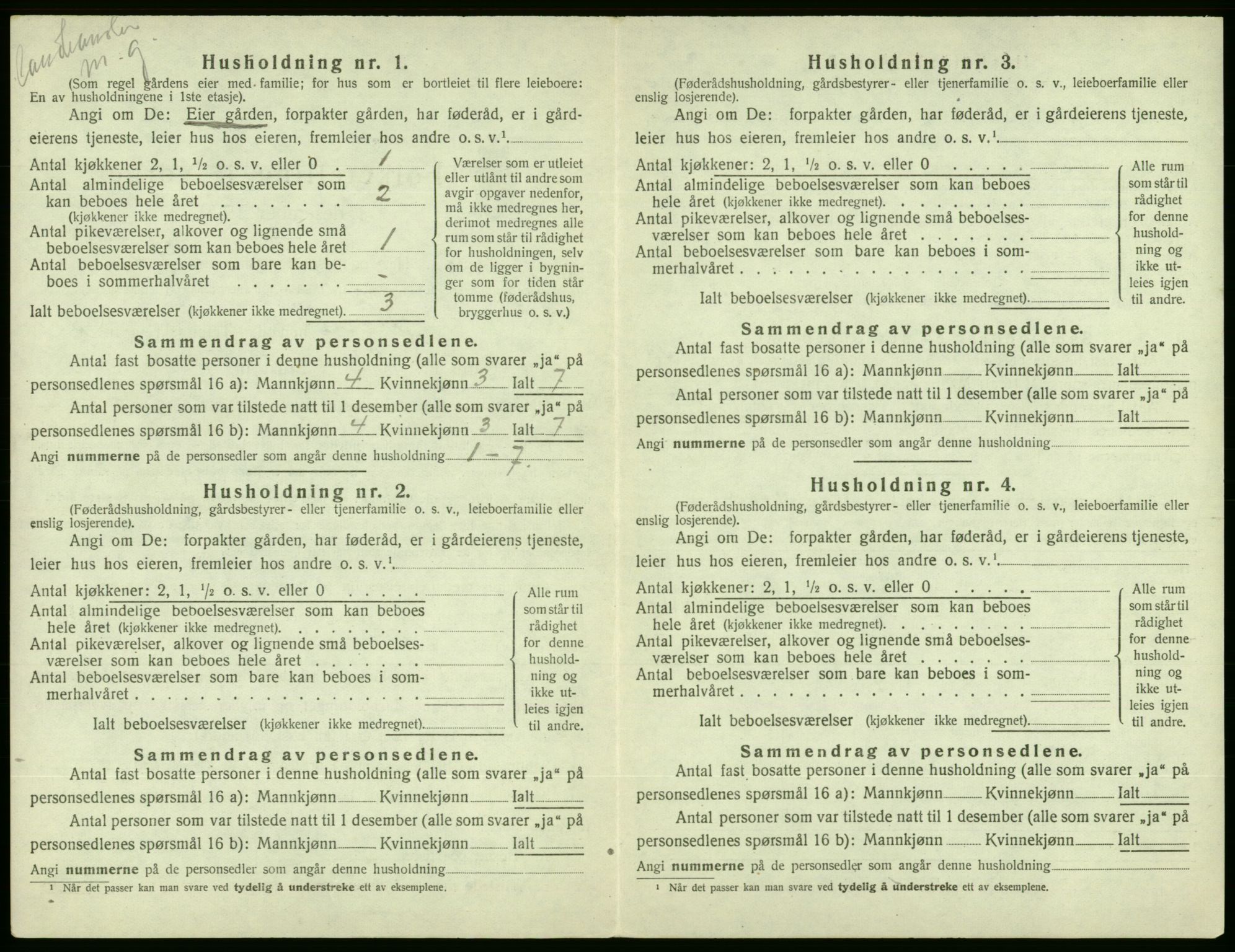 SAB, 1920 census for Ølen, 1920, p. 258
