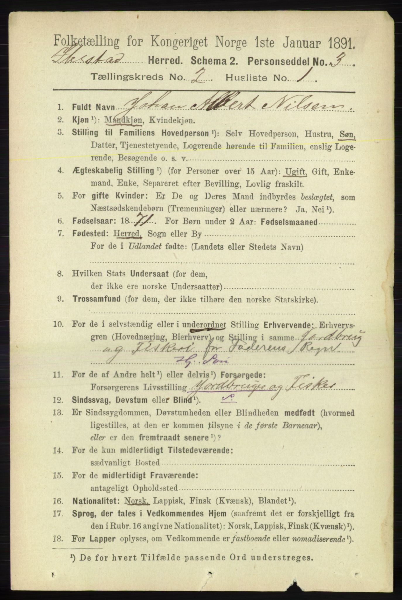 RA, 1891 census for 1917 Ibestad, 1891, p. 820