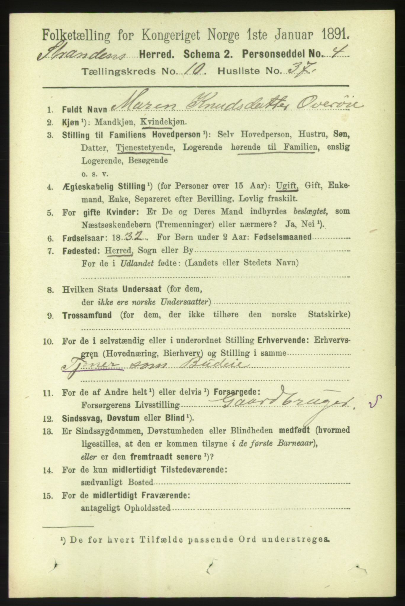 RA, 1891 census for 1525 Stranda, 1891, p. 2436