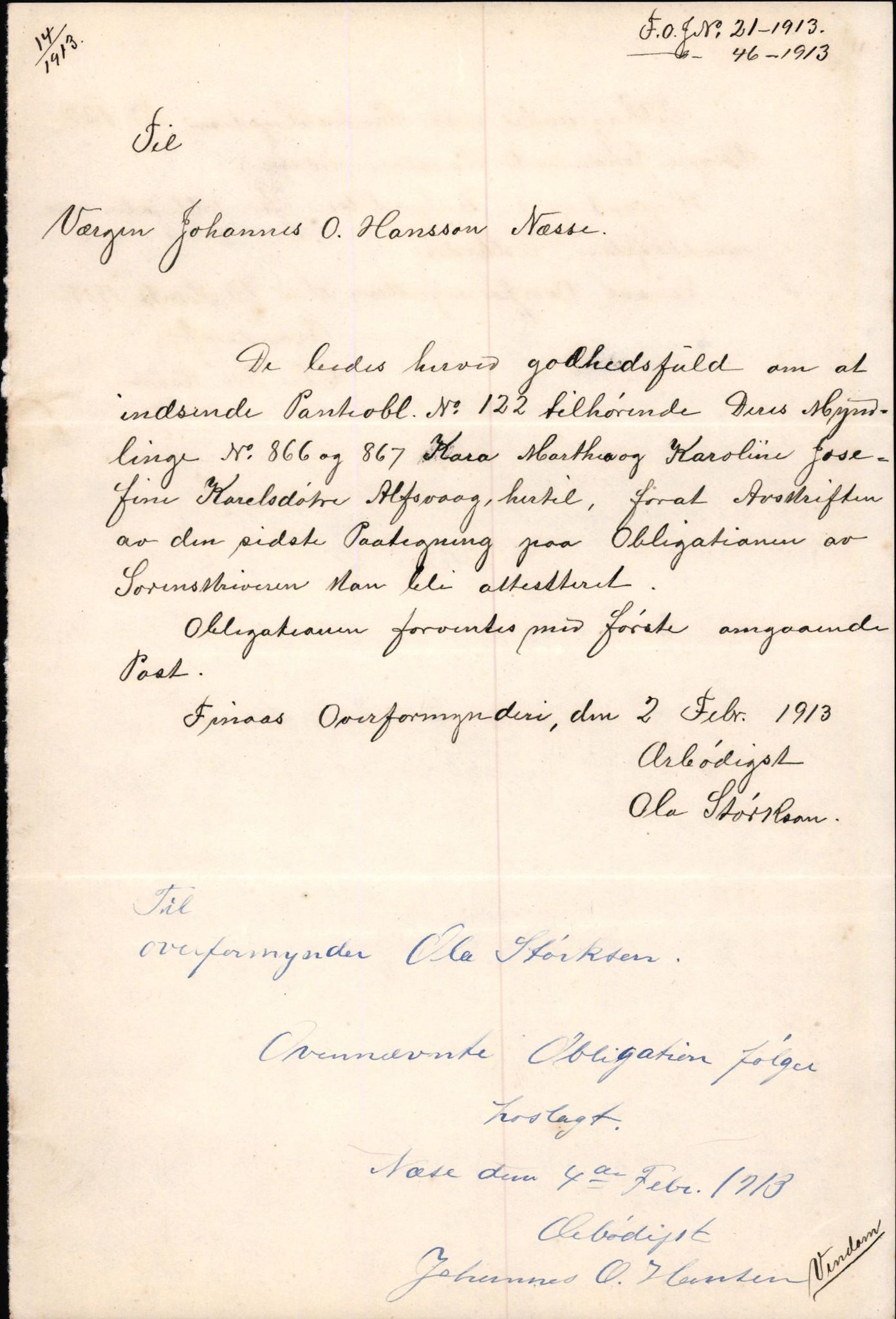 Finnaas kommune. Overformynderiet, IKAH/1218a-812/D/Da/Daa/L0002/0004: Kronologisk ordna korrespondanse / Kronologisk ordna korrespondanse, 1910-1913, p. 177