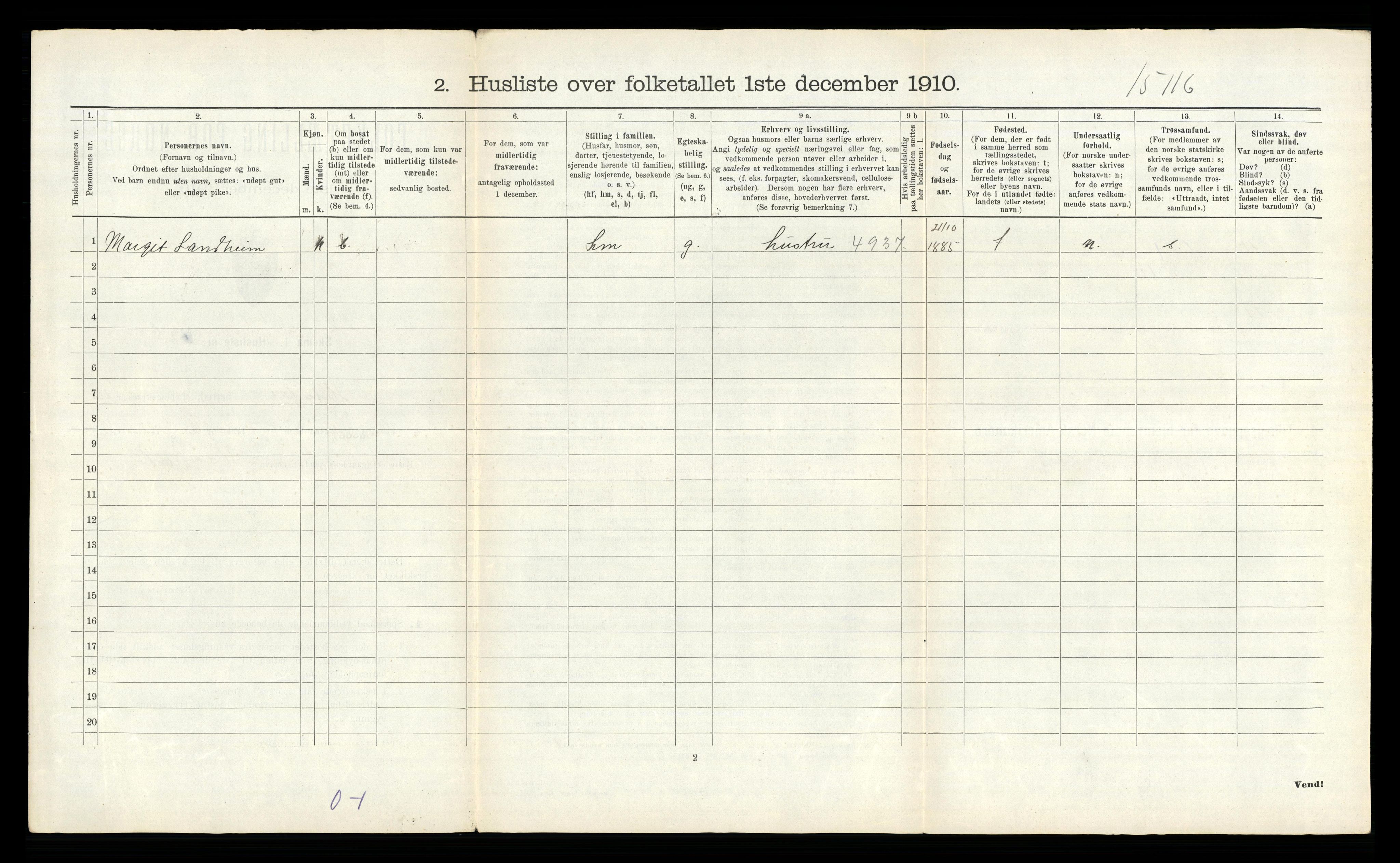 RA, 1910 census for Heddal, 1910, p. 374