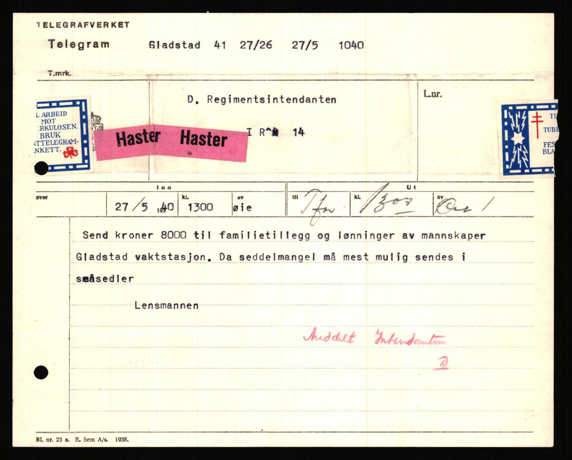 Forsvaret, Forsvarets krigshistoriske avdeling, AV/RA-RAFA-2017/Y/Ya/L0031: II-C-11-51 - Hærens overkommando, 1940, p. 712