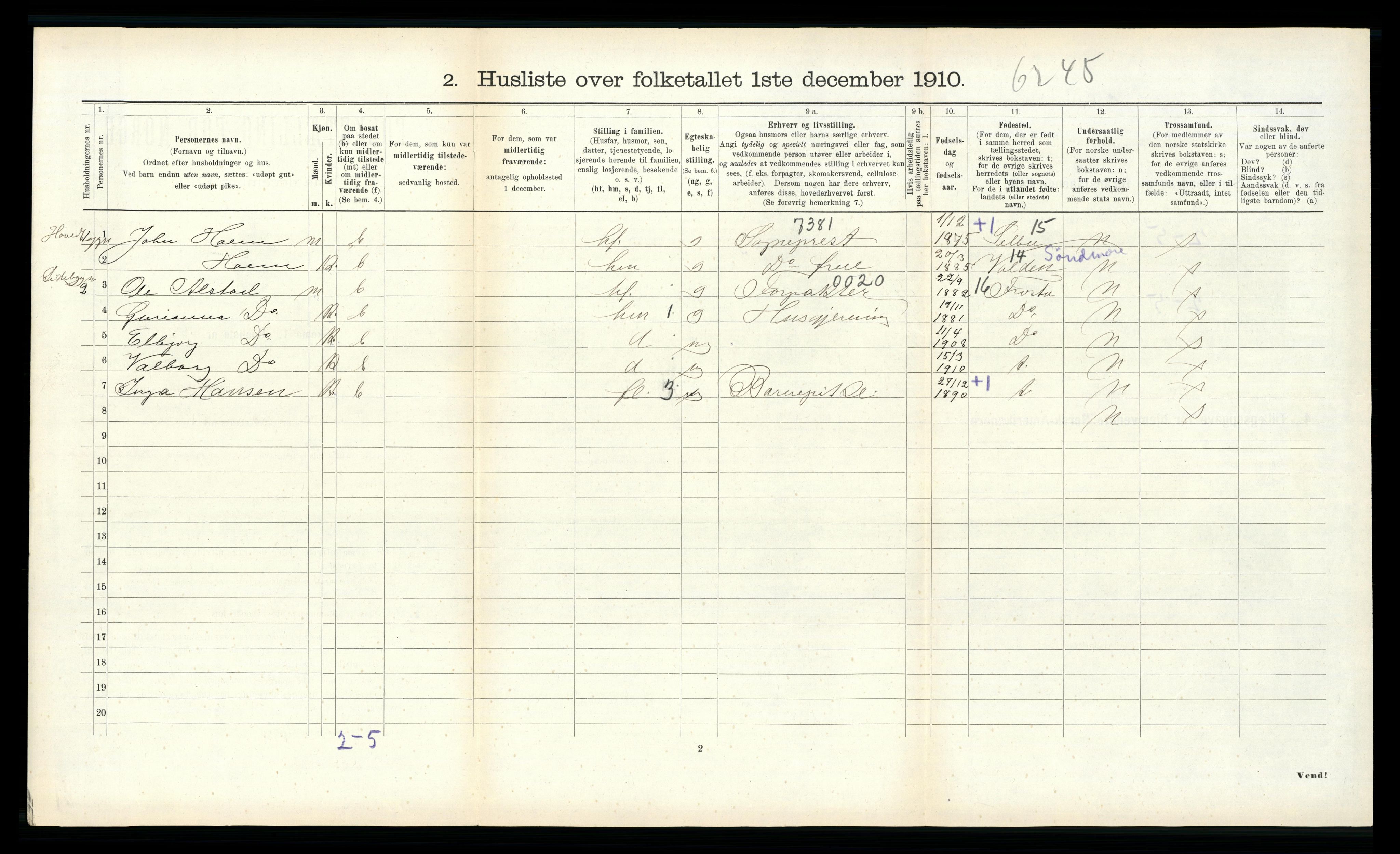 RA, 1910 census for Roan, 1910, p. 443