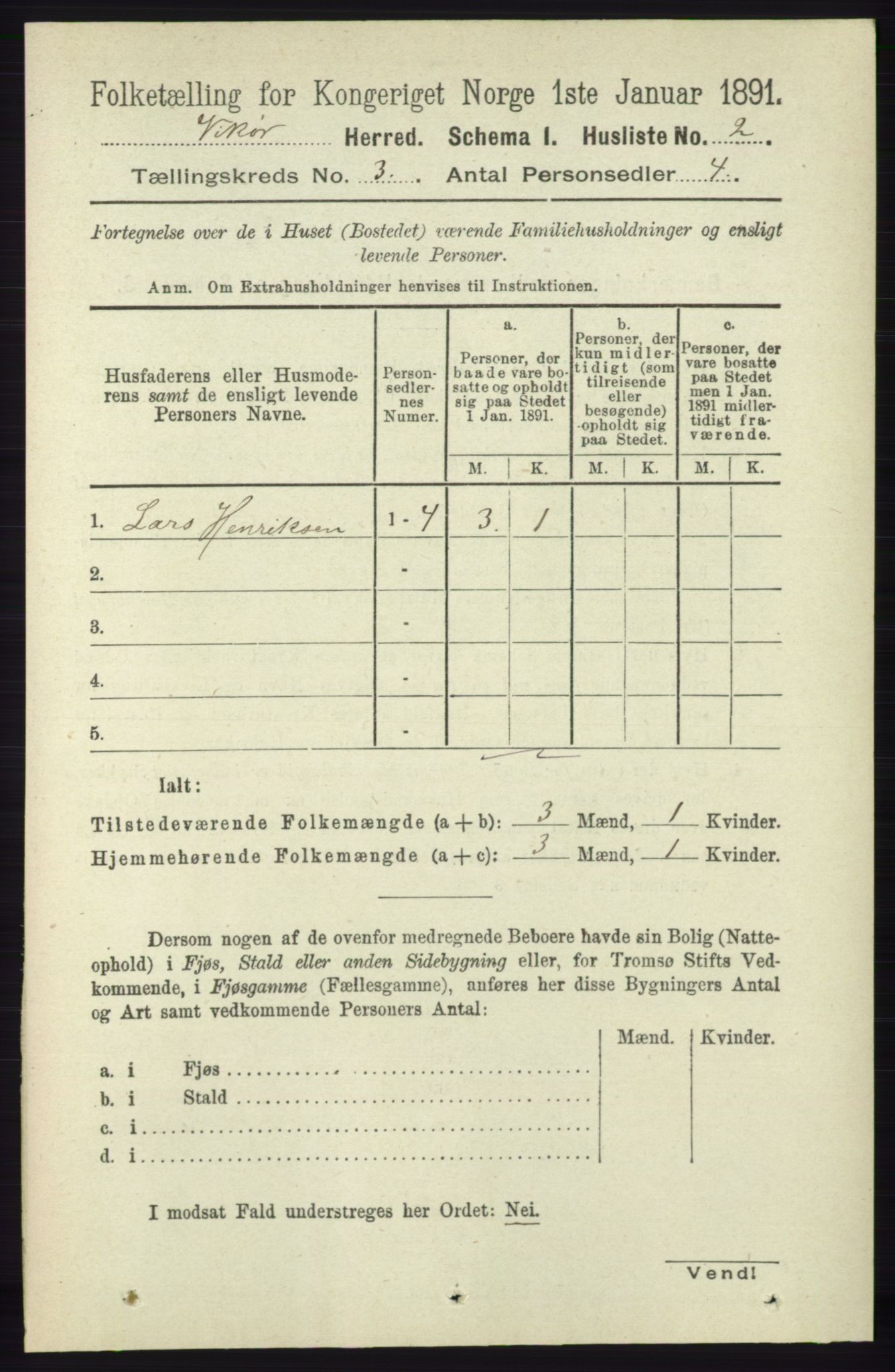 RA, 1891 census for 1238 Vikør, 1891, p. 694