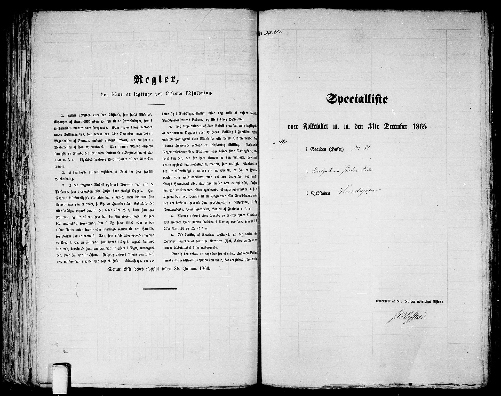 RA, 1865 census for Trondheim, 1865, p. 663