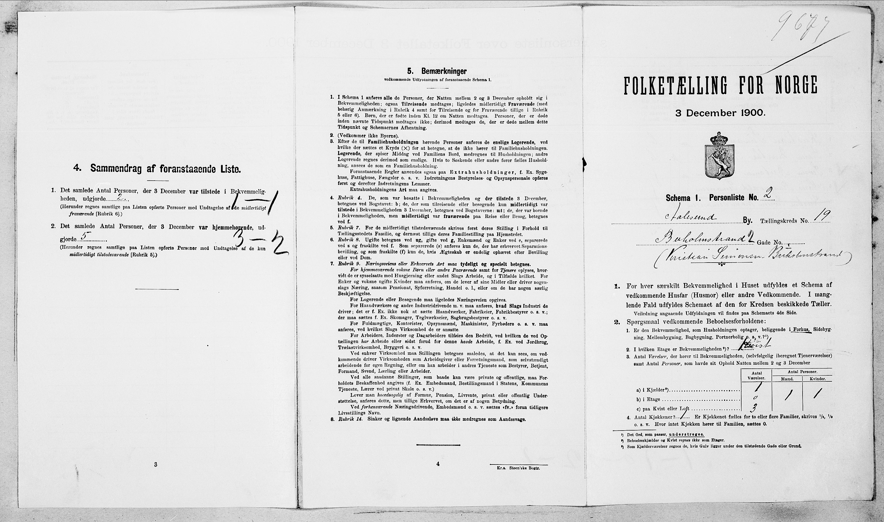 SAT, 1900 census for Ålesund, 1900, p. 4694