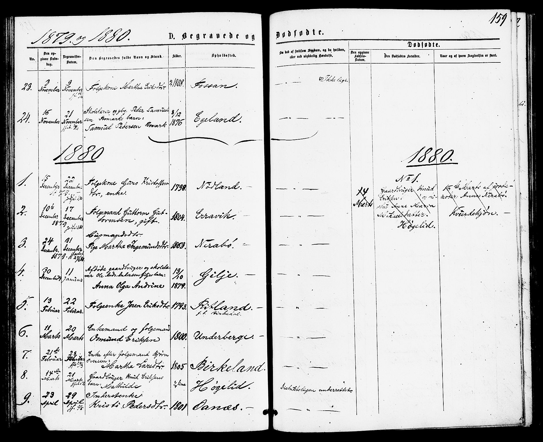Høgsfjord sokneprestkontor, SAST/A-101624/H/Ha/Haa/L0004: Parish register (official) no. A 4, 1876-1884, p. 159
