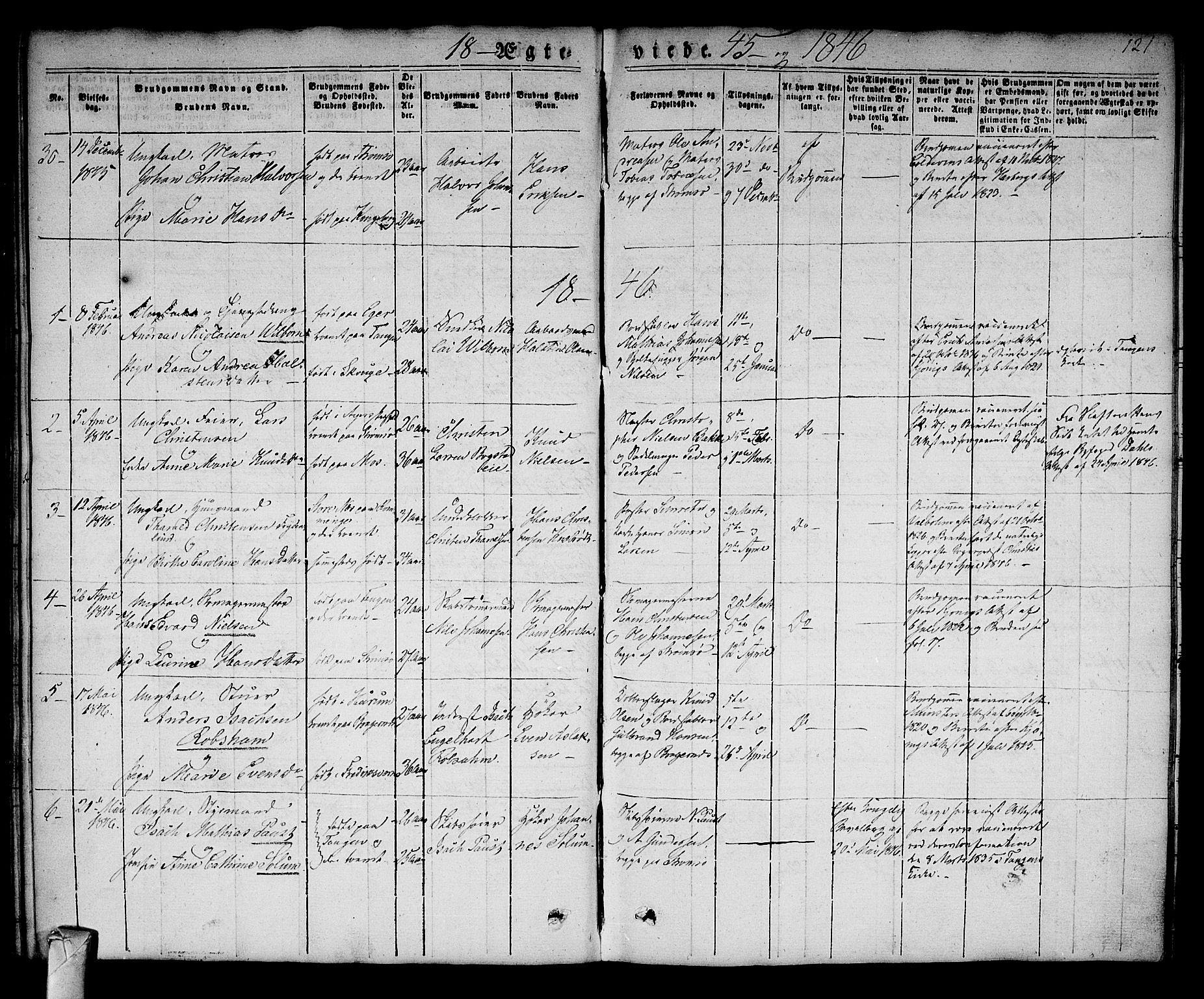 Strømsø kirkebøker, AV/SAKO-A-246/F/Fa/L0013: Parish register (official) no. I 13, 1830-1847, p. 121