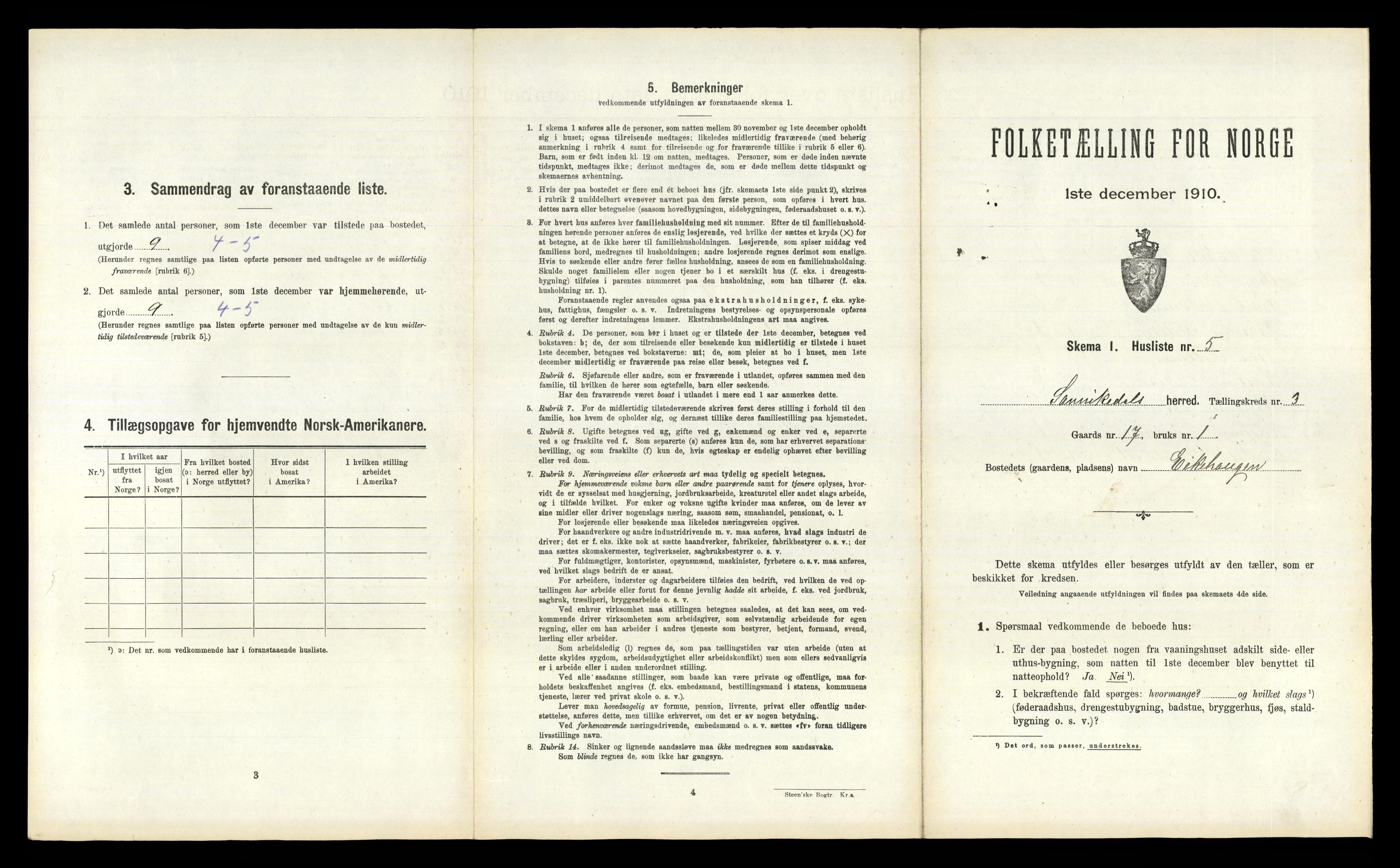 RA, 1910 census for Sannidal, 1910, p. 234