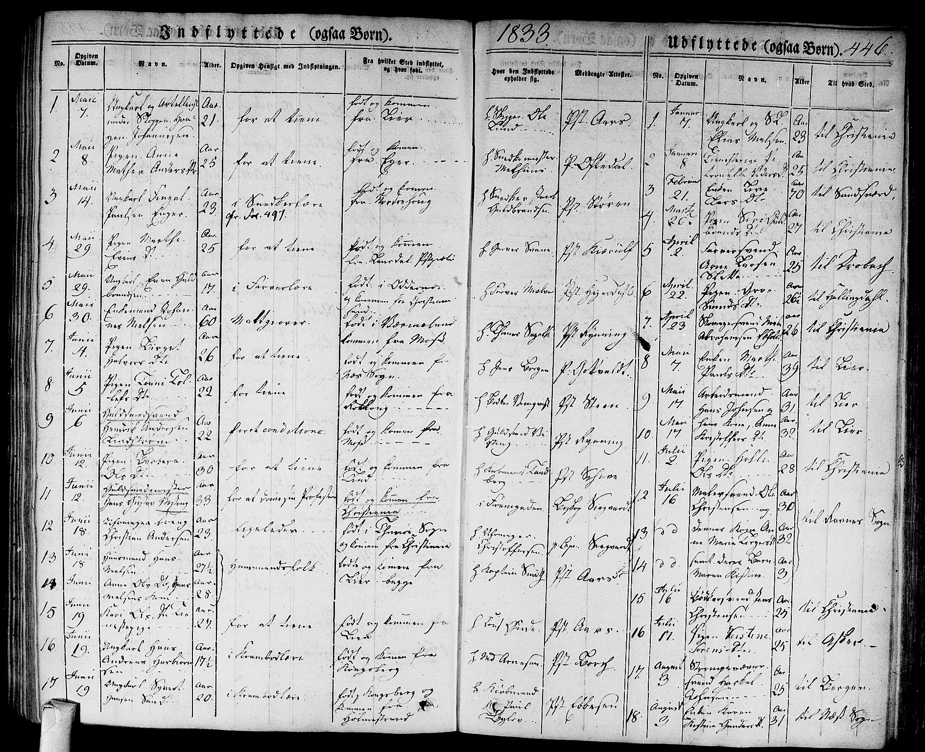 Bragernes kirkebøker, SAKO/A-6/F/Fb/L0001: Parish register (official) no. II 1, 1830-1847, p. 446