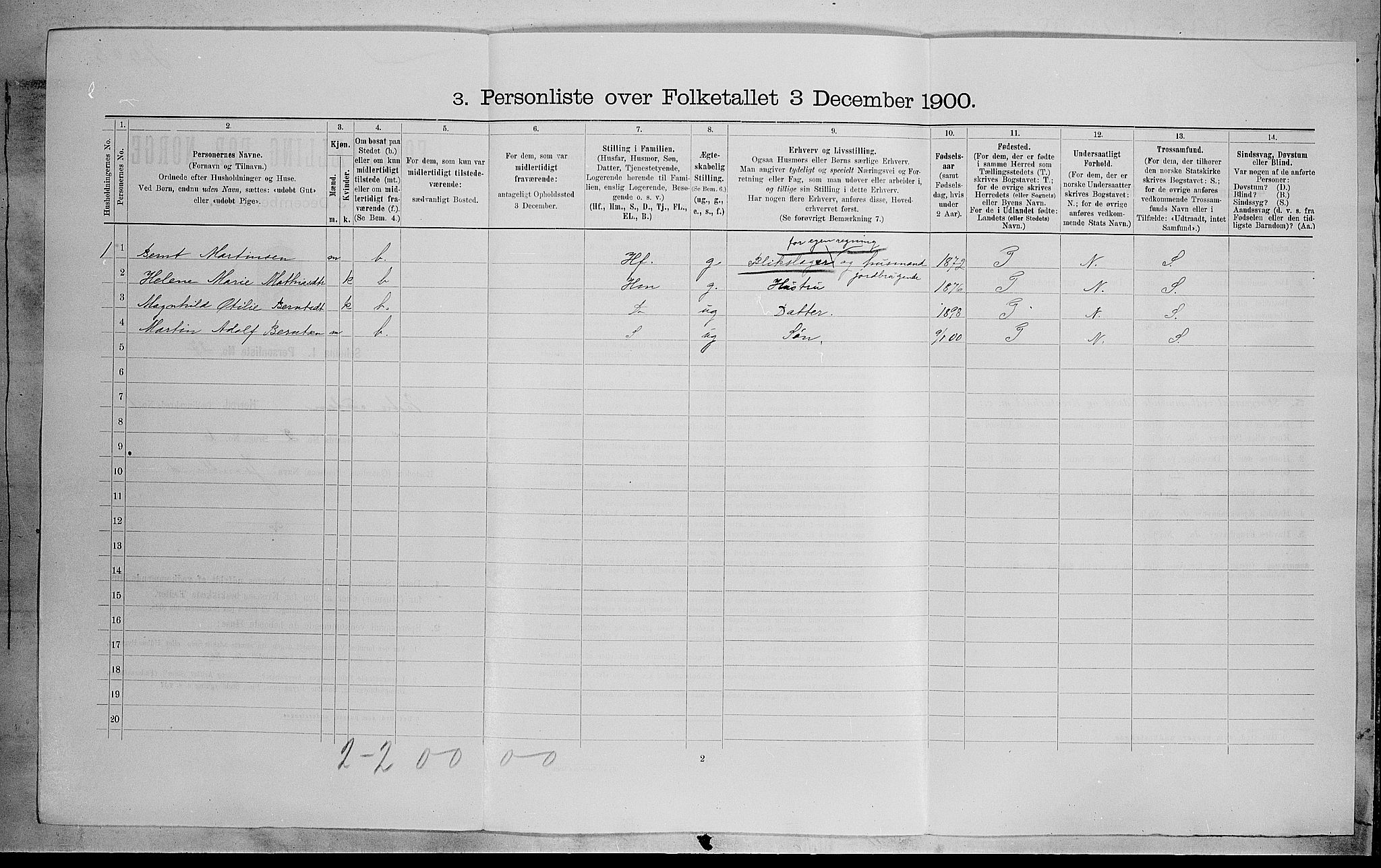 SAH, 1900 census for Vestre Toten, 1900, p. 241