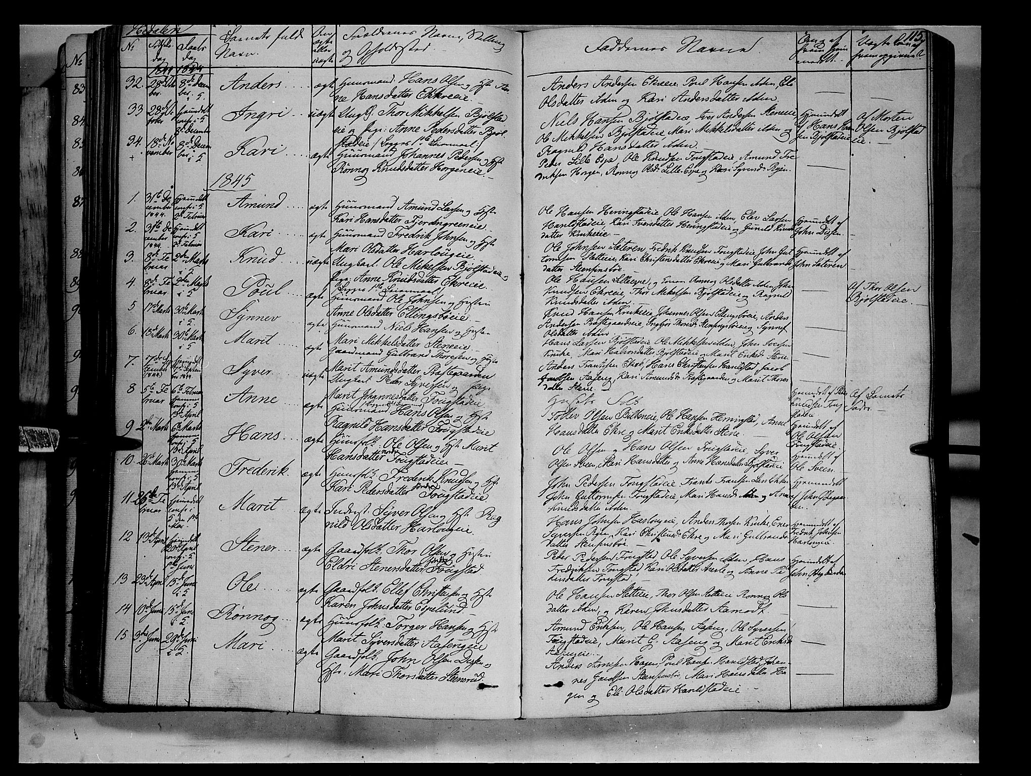 Vågå prestekontor, SAH/PREST-076/H/Ha/Haa/L0005: Parish register (official) no. 5 /2, 1842-1856, p. 115