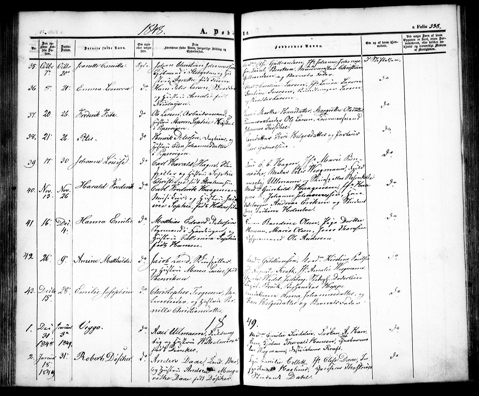 Oslo domkirke Kirkebøker, AV/SAO-A-10752/F/Fa/L0013: Parish register (official) no. 13, 1844-1864, p. 338