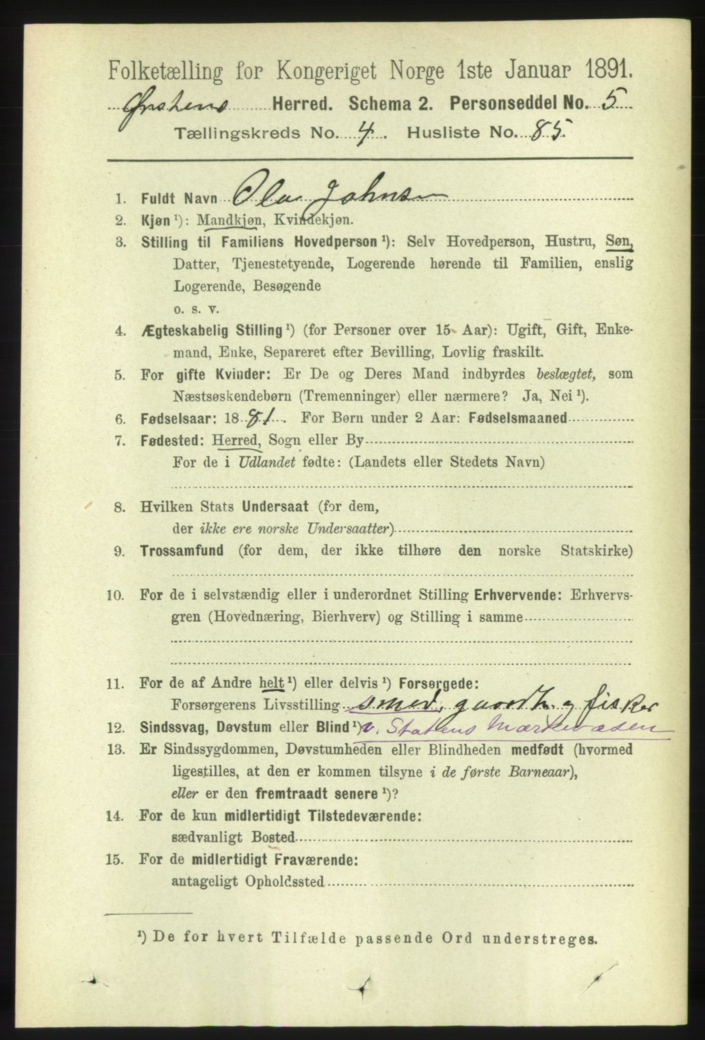 RA, 1891 census for 1520 Ørsta, 1891, p. 2175