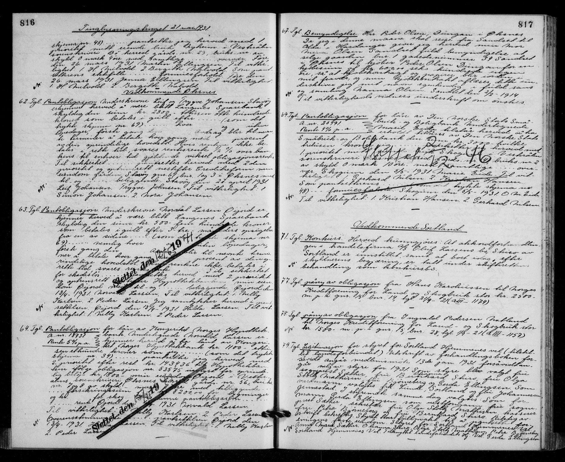 Vesterålen sorenskriveri, SAT/A-4180/1/2/2Ca/L0048: Mortgage book no. 41, 1928-1932, Deed date: 21.05.1931