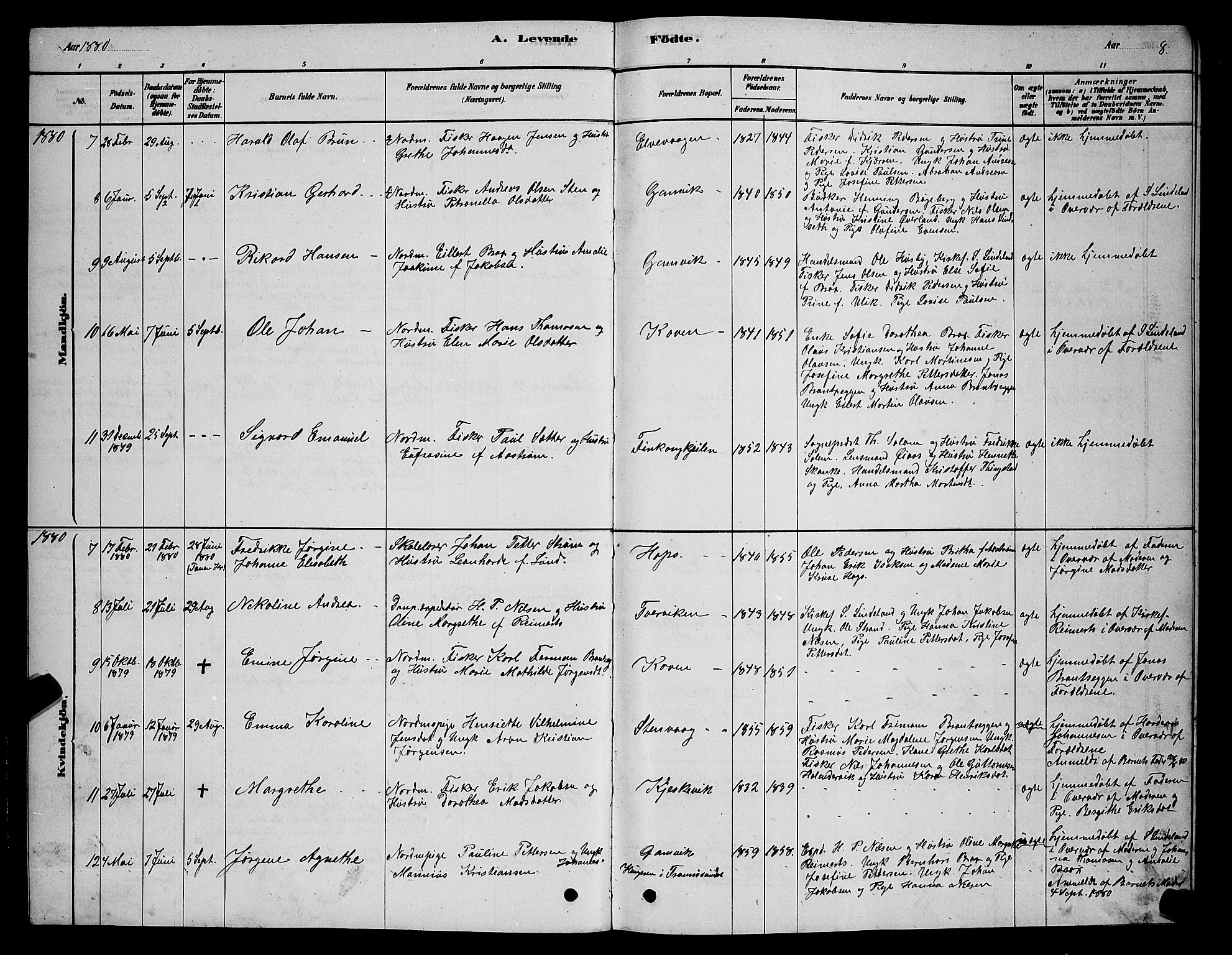 Tana sokneprestkontor, SATØ/S-1334/H/Hb/L0005klokker: Parish register (copy) no. 5, 1878-1891, p. 8