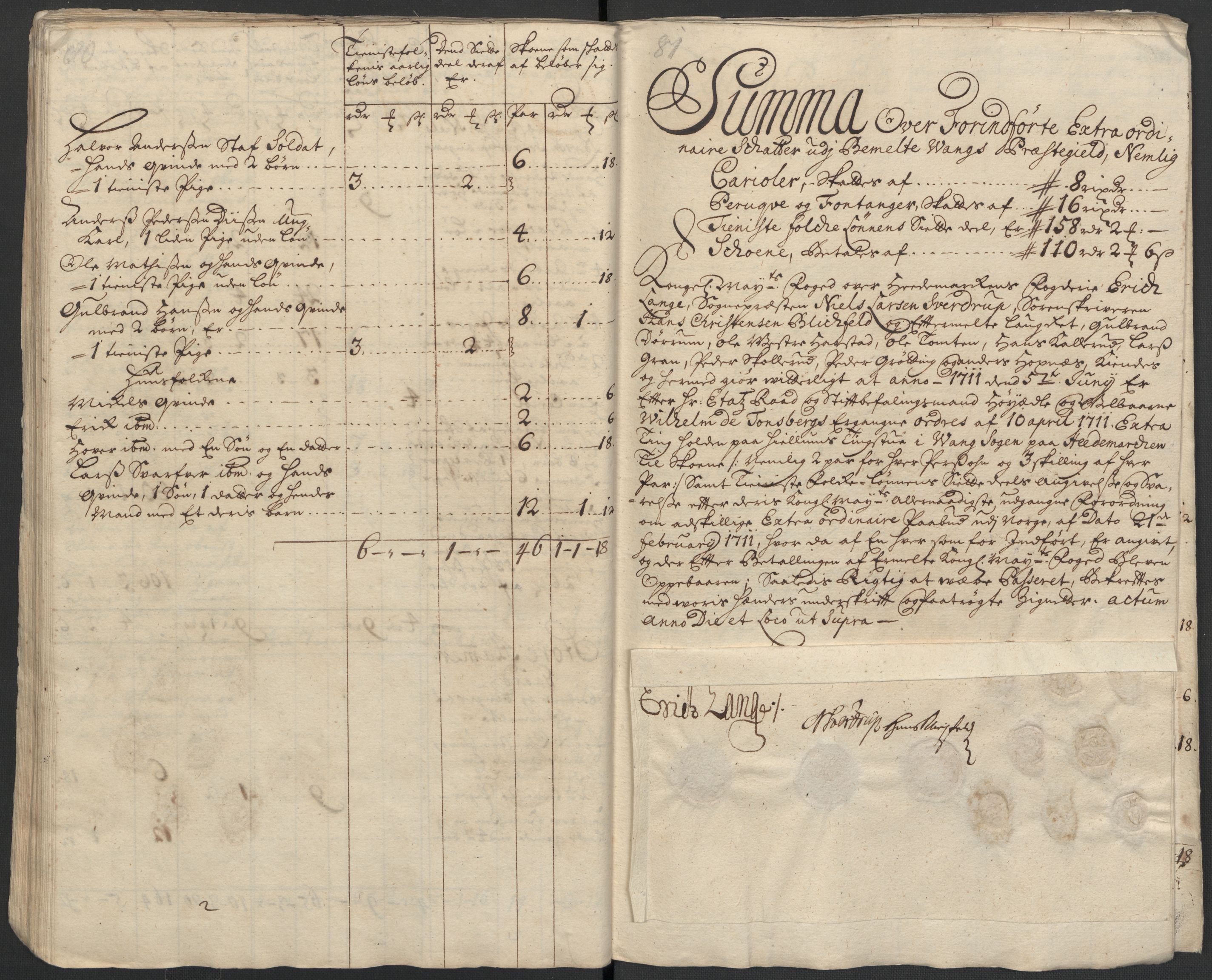 Rentekammeret inntil 1814, Reviderte regnskaper, Fogderegnskap, AV/RA-EA-4092/R16/L1047: Fogderegnskap Hedmark, 1711, p. 249
