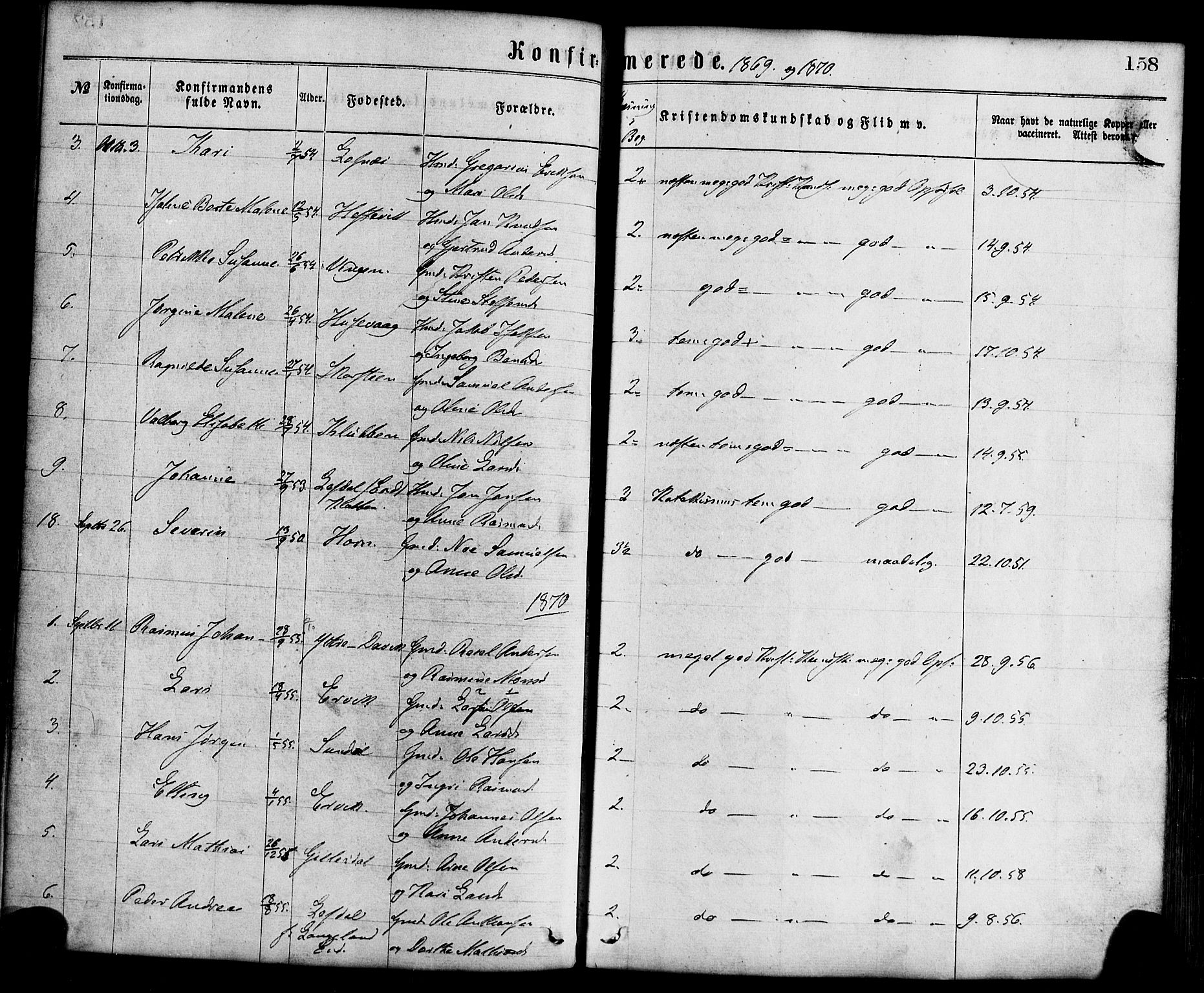 Davik sokneprestembete, AV/SAB-A-79701/H/Haa/Haaa/L0006: Parish register (official) no. A 6, 1867-1881, p. 158