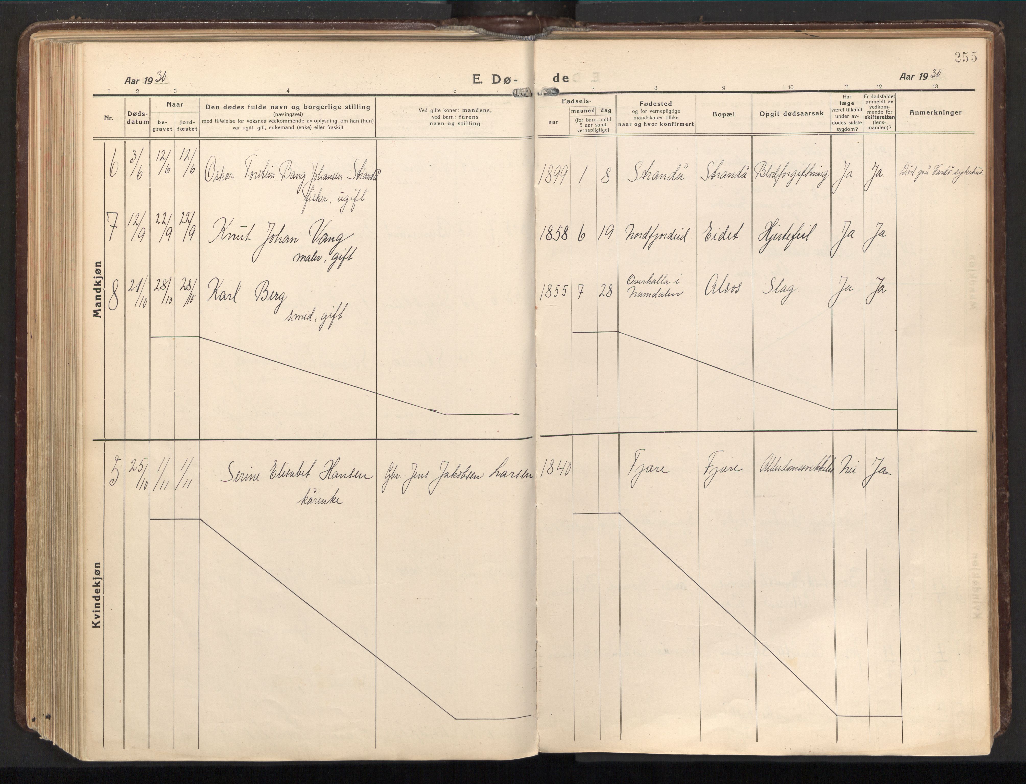 Ministerialprotokoller, klokkerbøker og fødselsregistre - Nordland, AV/SAT-A-1459/803/L0073: Parish register (official) no. 803A03, 1920-1955, p. 255