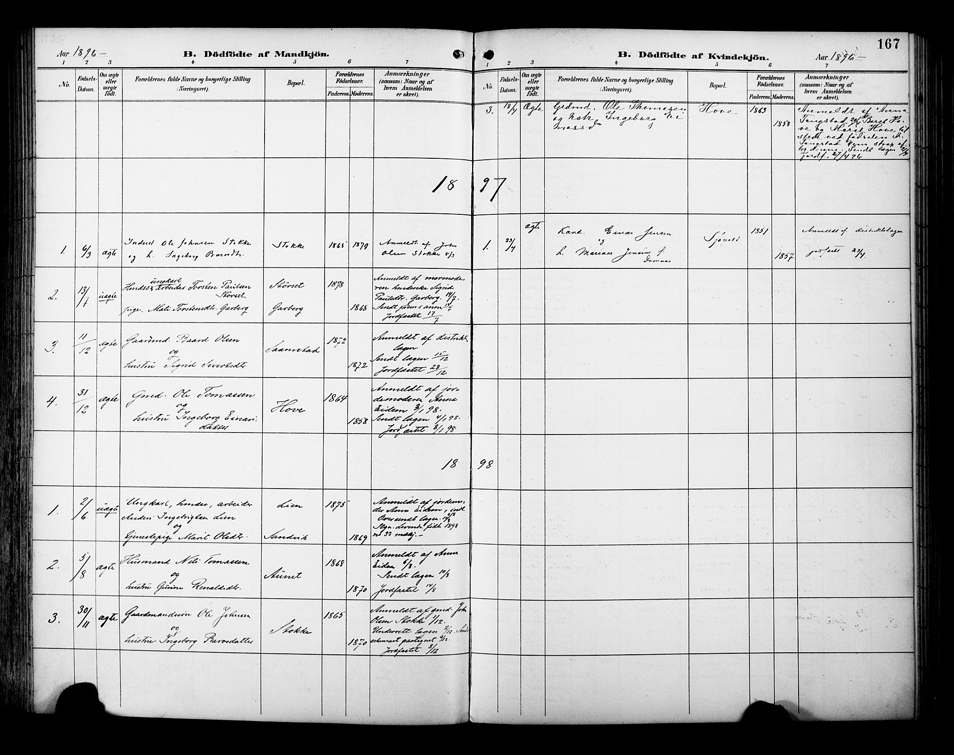 Ministerialprotokoller, klokkerbøker og fødselsregistre - Sør-Trøndelag, SAT/A-1456/695/L1149: Parish register (official) no. 695A09, 1891-1902, p. 167
