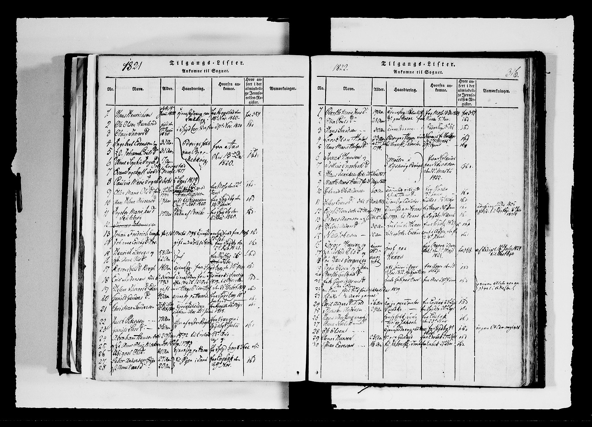 Hobøl prestekontor Kirkebøker, AV/SAO-A-2002/F/Fa/L0002: Parish register (official) no. I 2, 1814-1841, p. 316