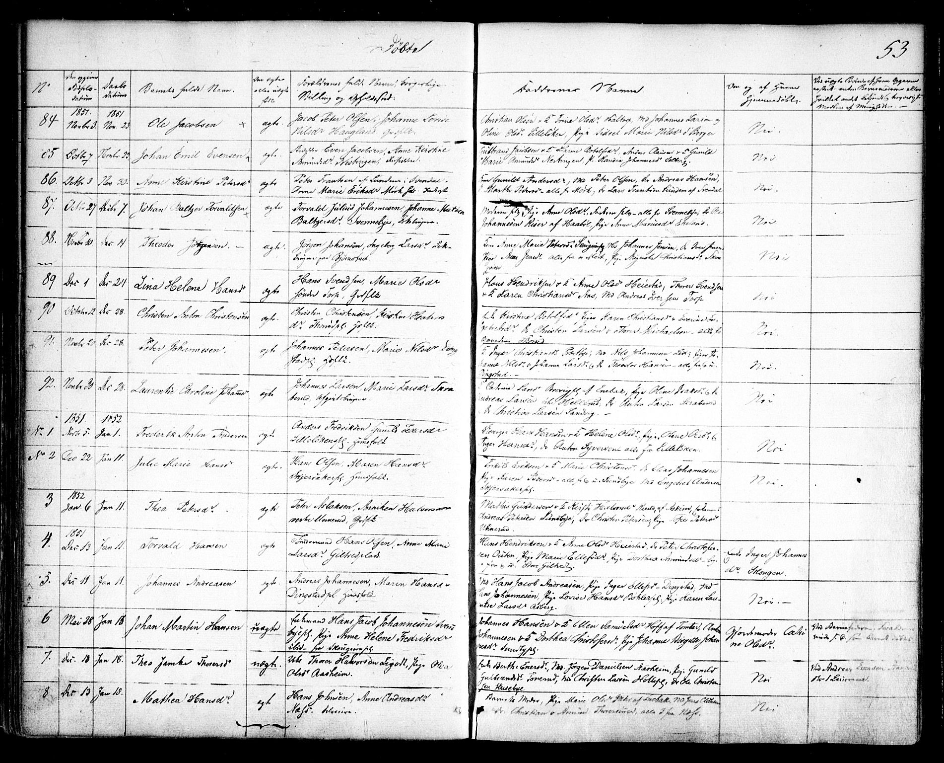 Spydeberg prestekontor Kirkebøker, SAO/A-10924/F/Fa/L0005: Parish register (official) no. I 5, 1842-1862, p. 53