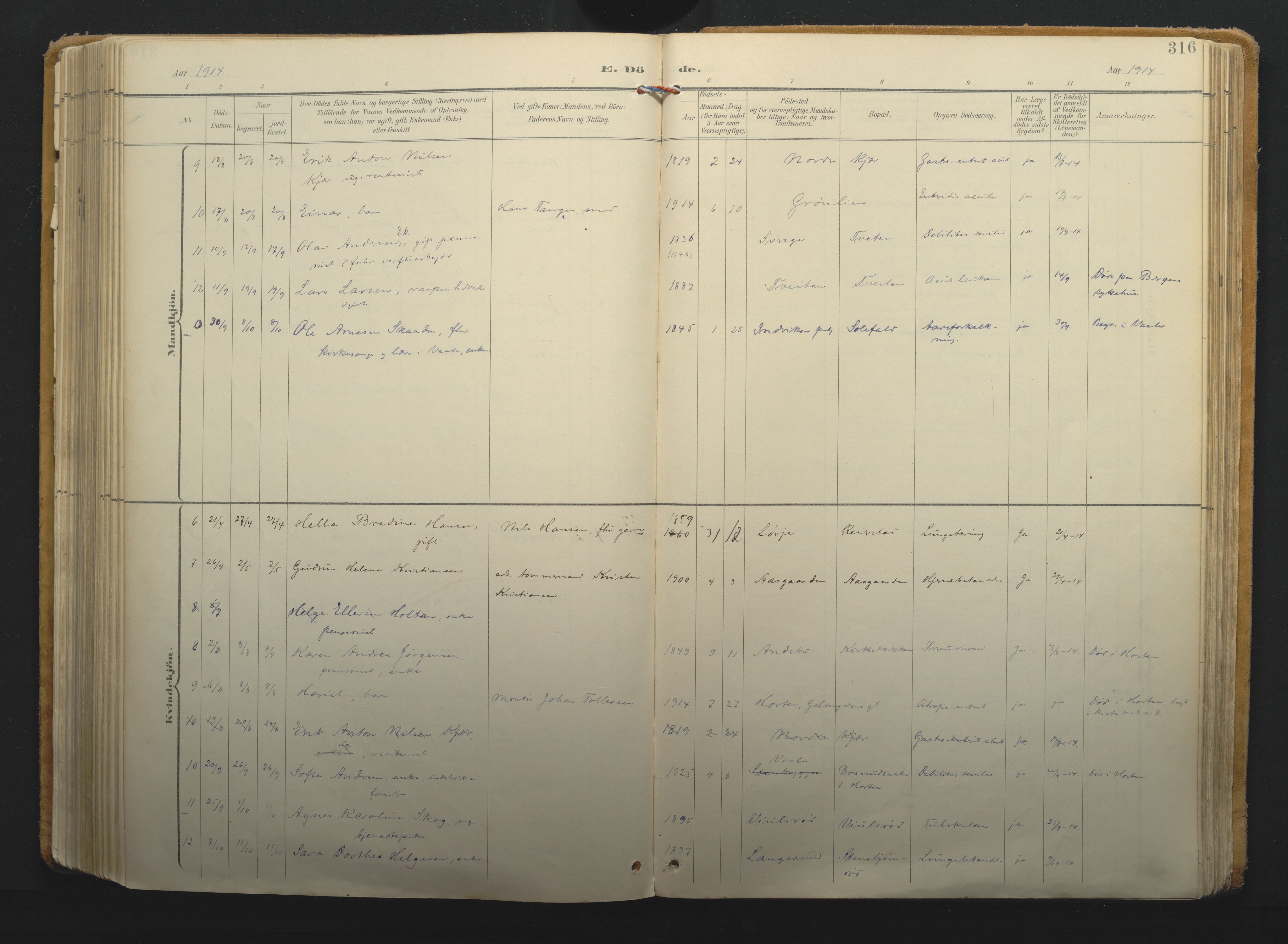 Borre kirkebøker, AV/SAKO-A-338/F/Fa/L0011: Parish register (official) no. I 11, 1897-1921, p. 316