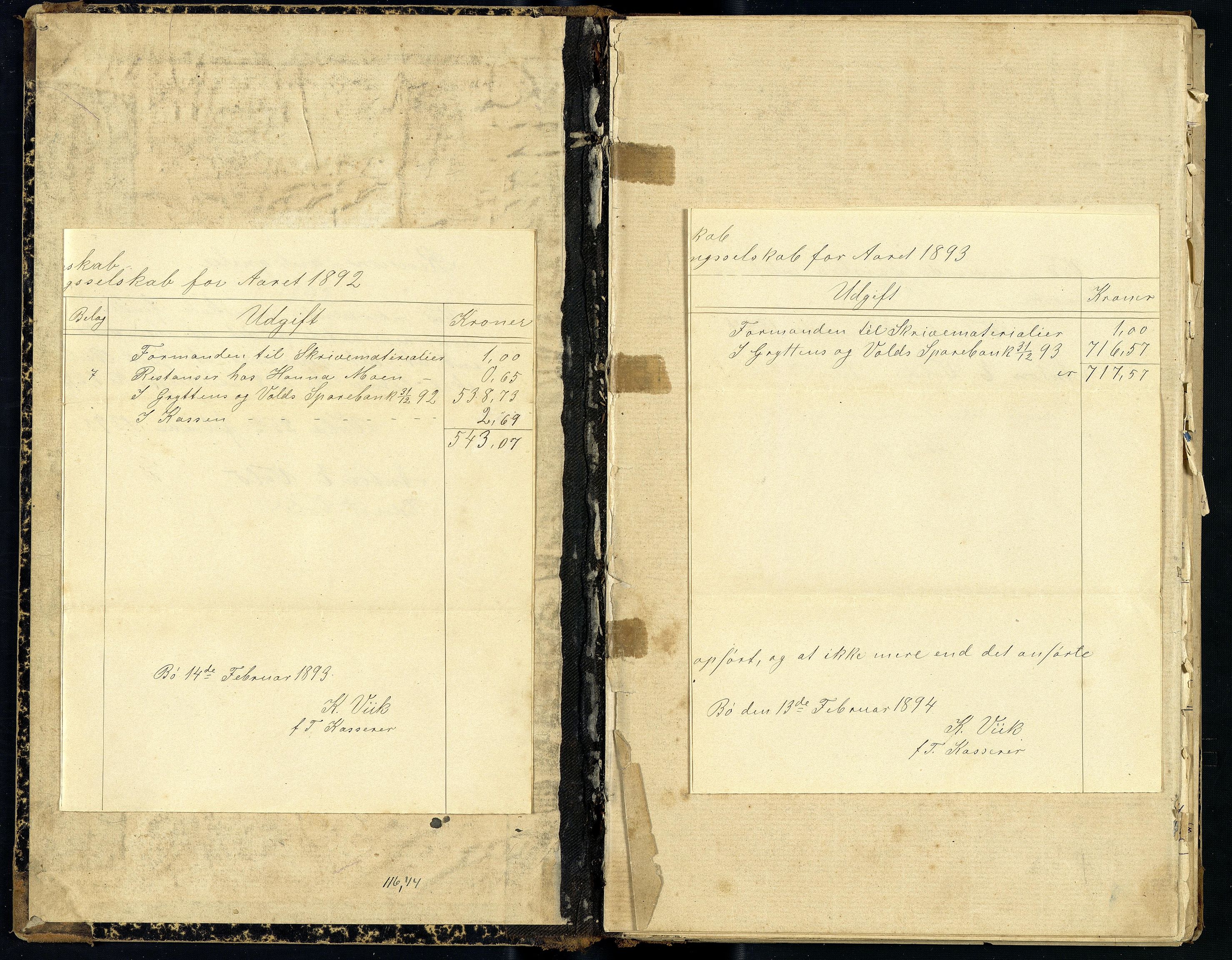 Voll Branntrygdelag, ROMS/R.Ark.1002/R/L0001: Rekneskapsprotokoll, 1890-1936
