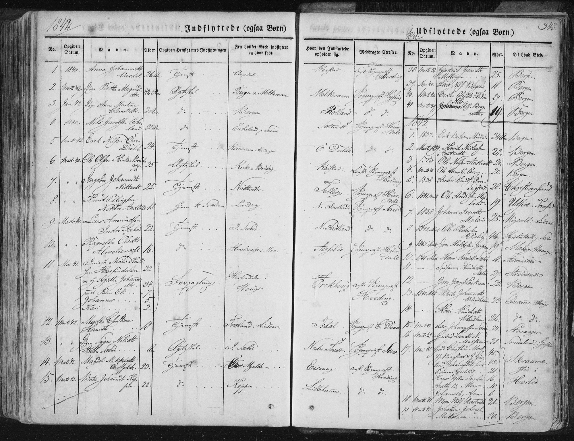 Hamre sokneprestembete, SAB/A-75501/H/Ha/Haa/Haaa/L0012: Parish register (official) no. A 12, 1834-1845, p. 348