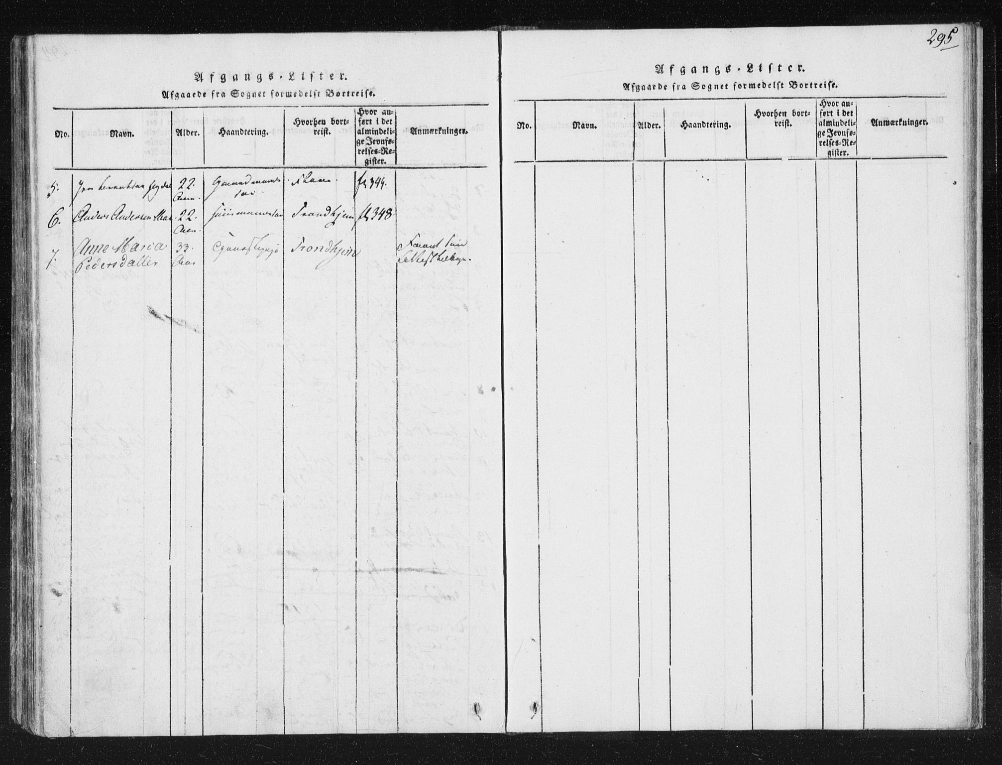 Ministerialprotokoller, klokkerbøker og fødselsregistre - Sør-Trøndelag, SAT/A-1456/687/L0996: Parish register (official) no. 687A04, 1816-1842, p. 295