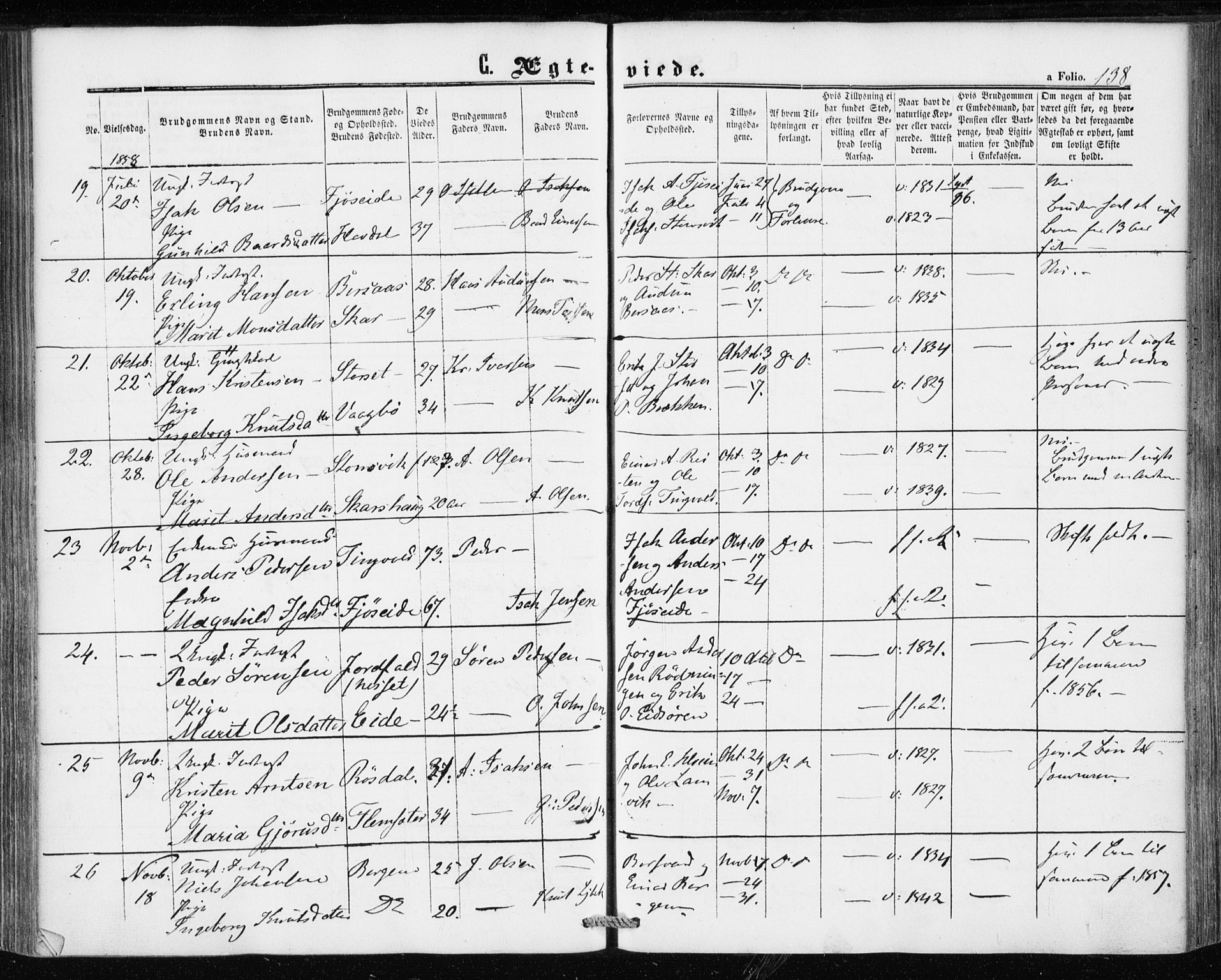 Ministerialprotokoller, klokkerbøker og fødselsregistre - Møre og Romsdal, AV/SAT-A-1454/586/L0985: Parish register (official) no. 586A11, 1857-1866, p. 138