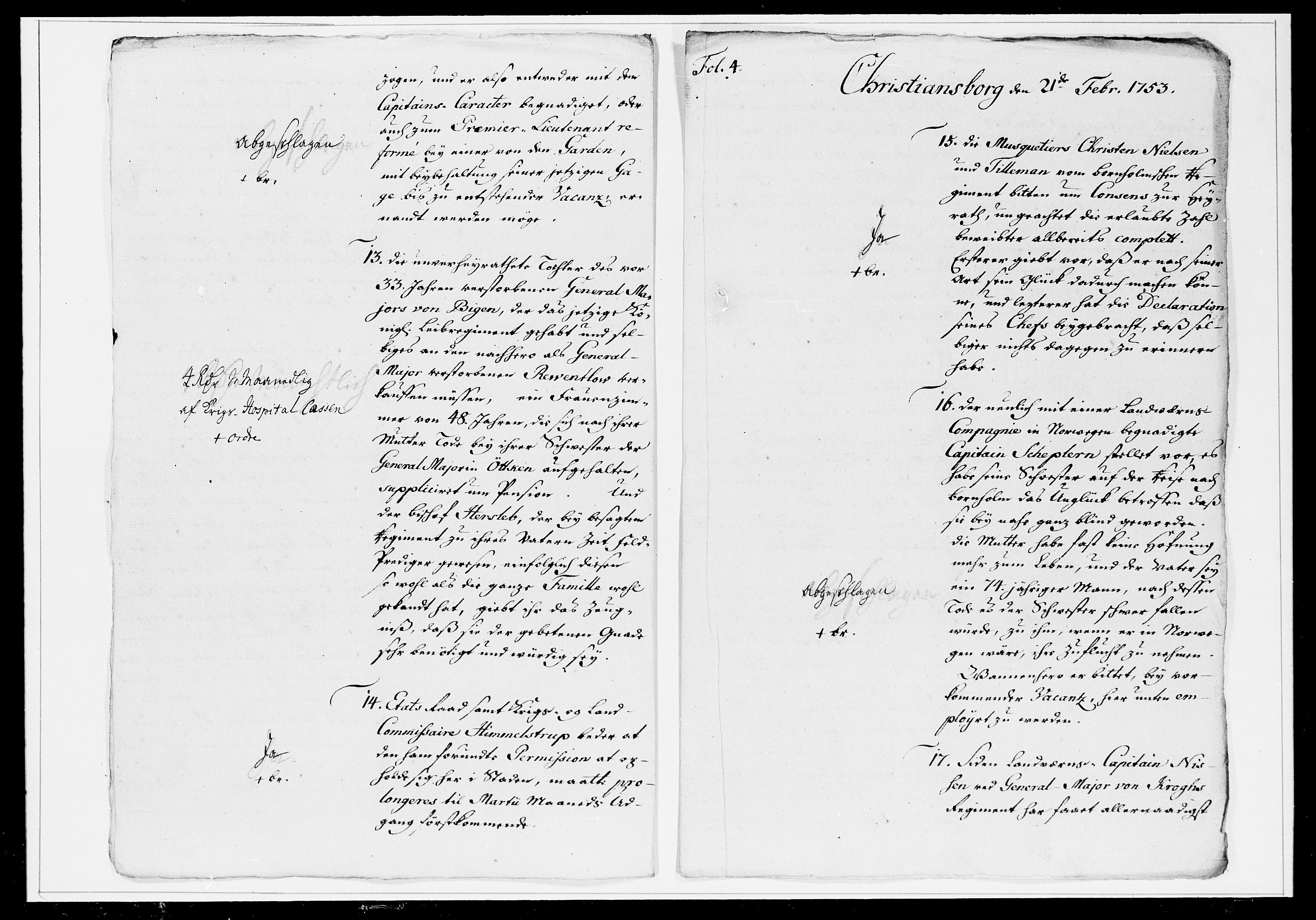 Krigskollegiet, Krigskancelliet, DRA/A-0006/-/1241-1247: Refererede sager, 1753, p. 45