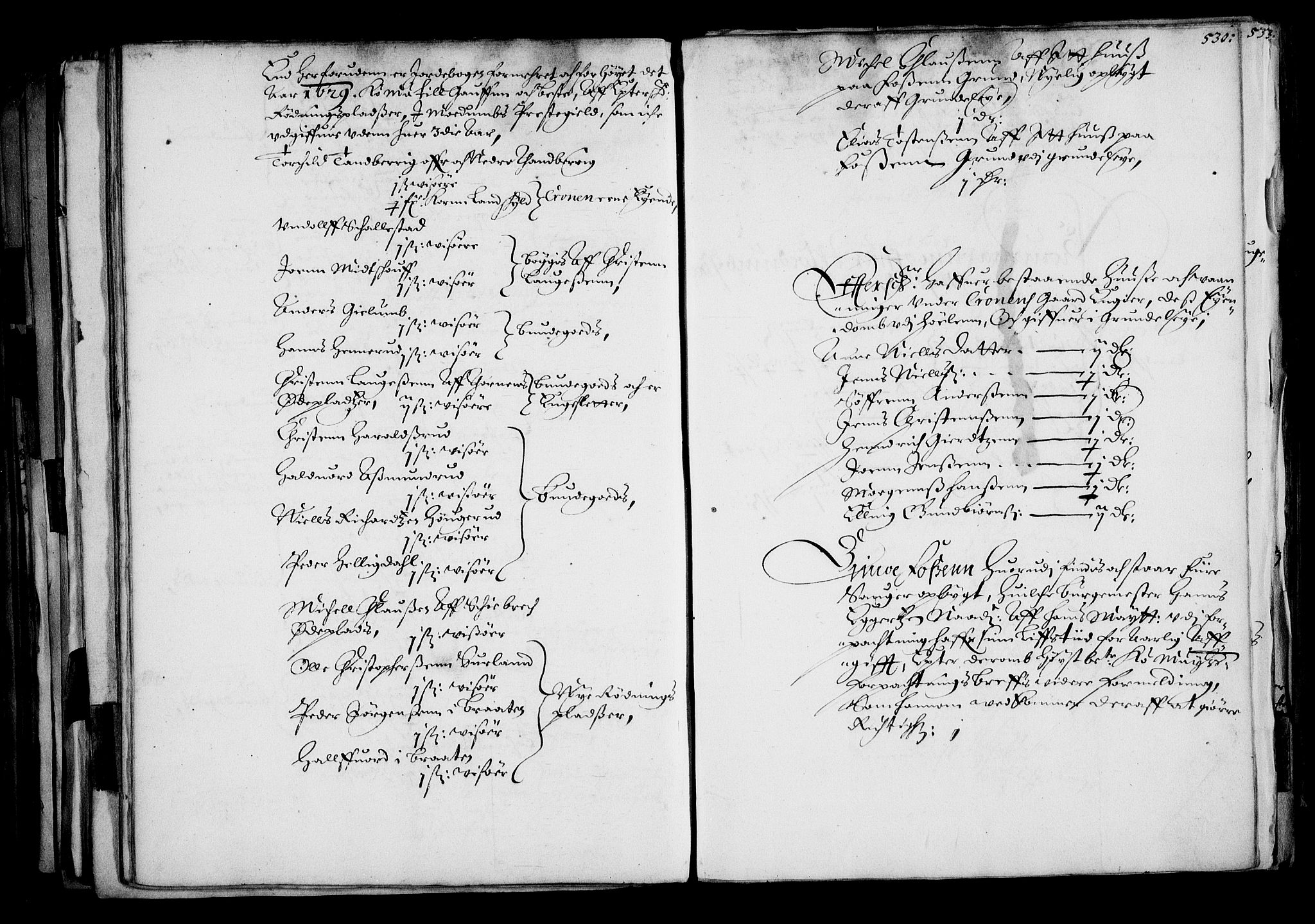 Rentekammeret inntil 1814, Realistisk ordnet avdeling, RA/EA-4070/N/Na/L0001: [XI f]: Akershus stifts jordebok, 1652, p. 529b-530a