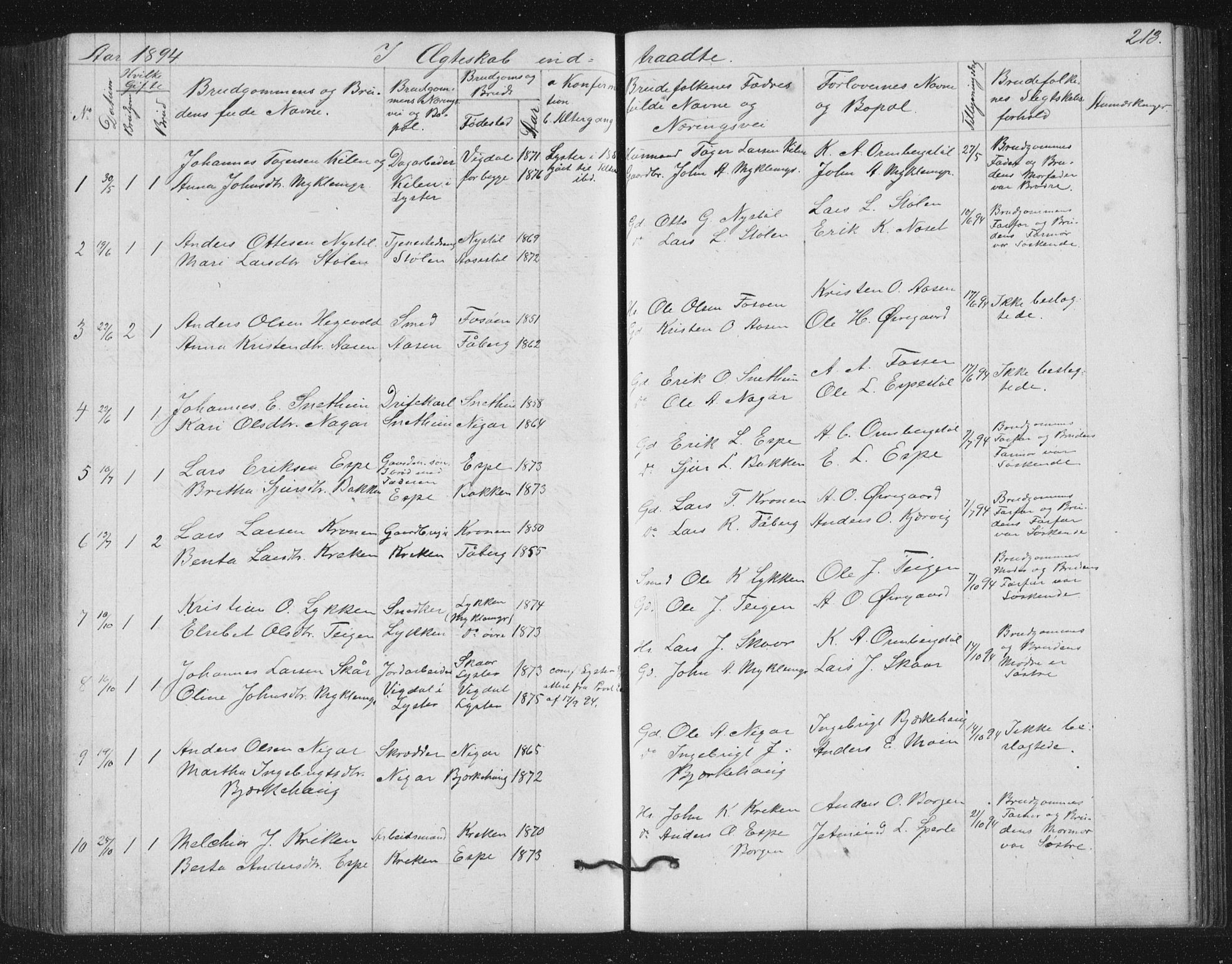 Jostedal sokneprestembete, SAB/A-80601/H/Hab/Haba/L0001: Parish register (copy) no. A 1, 1861-1906, p. 213