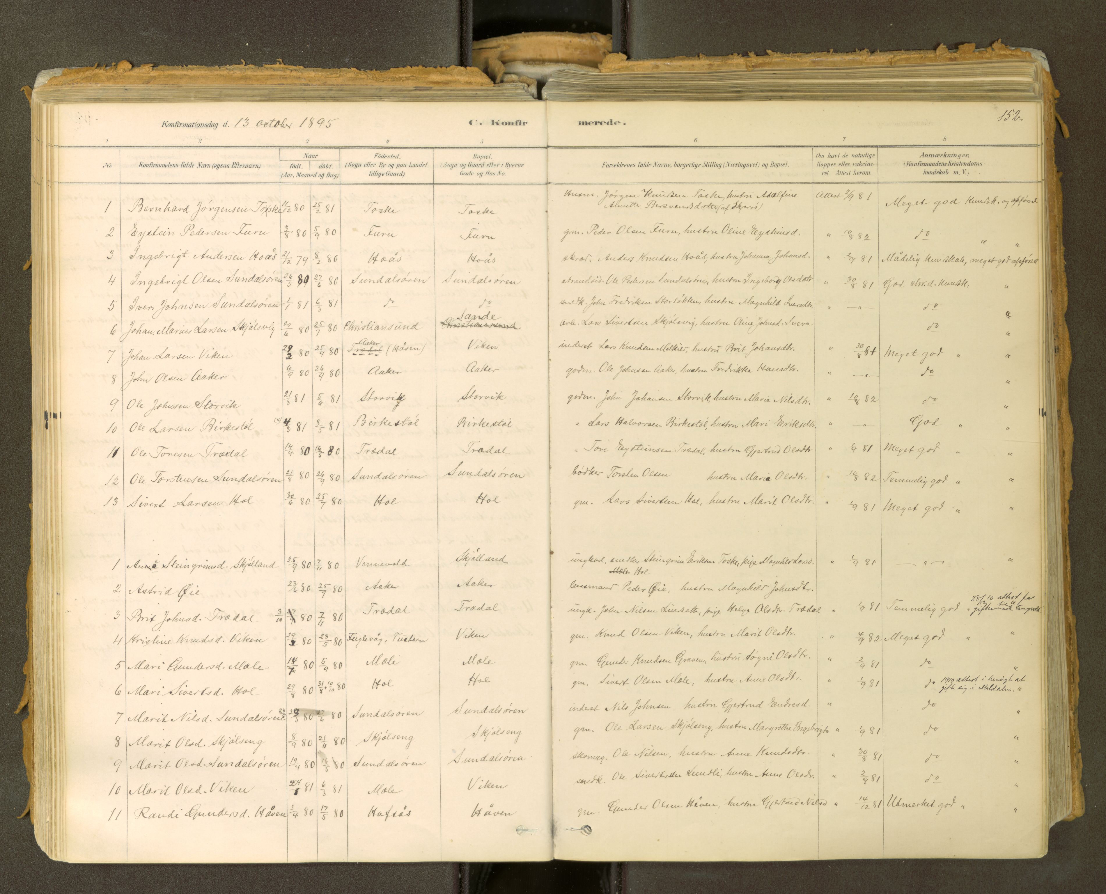 Sunndal sokneprestkontor, SAT/A-1085/1/I/I1/I1a: Parish register (official) no. 2, 1877-1914, p. 152