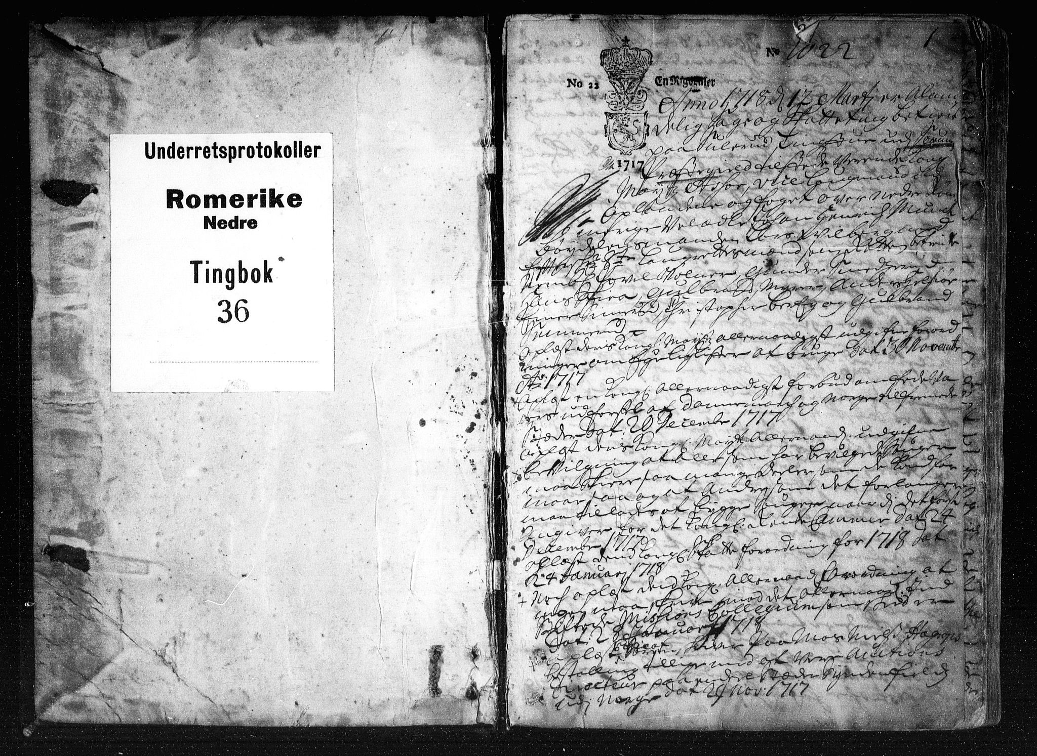 Nedre Romerike sorenskriveri, SAO/A-10469/F/Fb/L0036: Tingbok, 1718-1721, p. 0b-1a