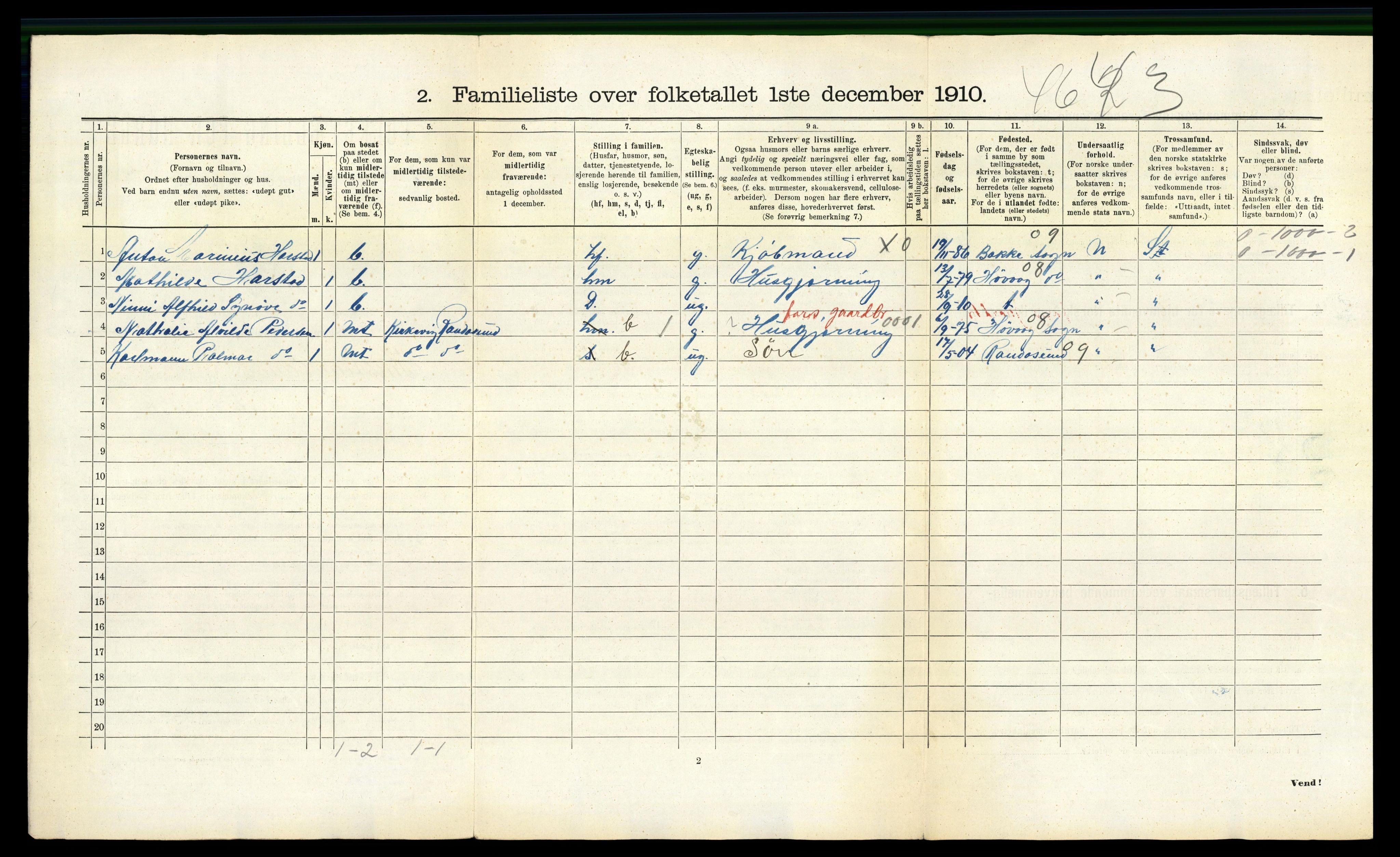 RA, 1910 census for Kristiansand, 1910, p. 3307