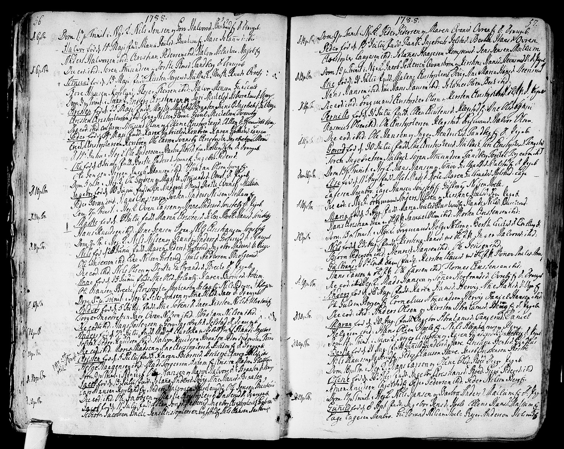 Modum kirkebøker, AV/SAKO-A-234/F/Fa/L0003: Parish register (official) no. 3, 1783-1819, p. 56-57