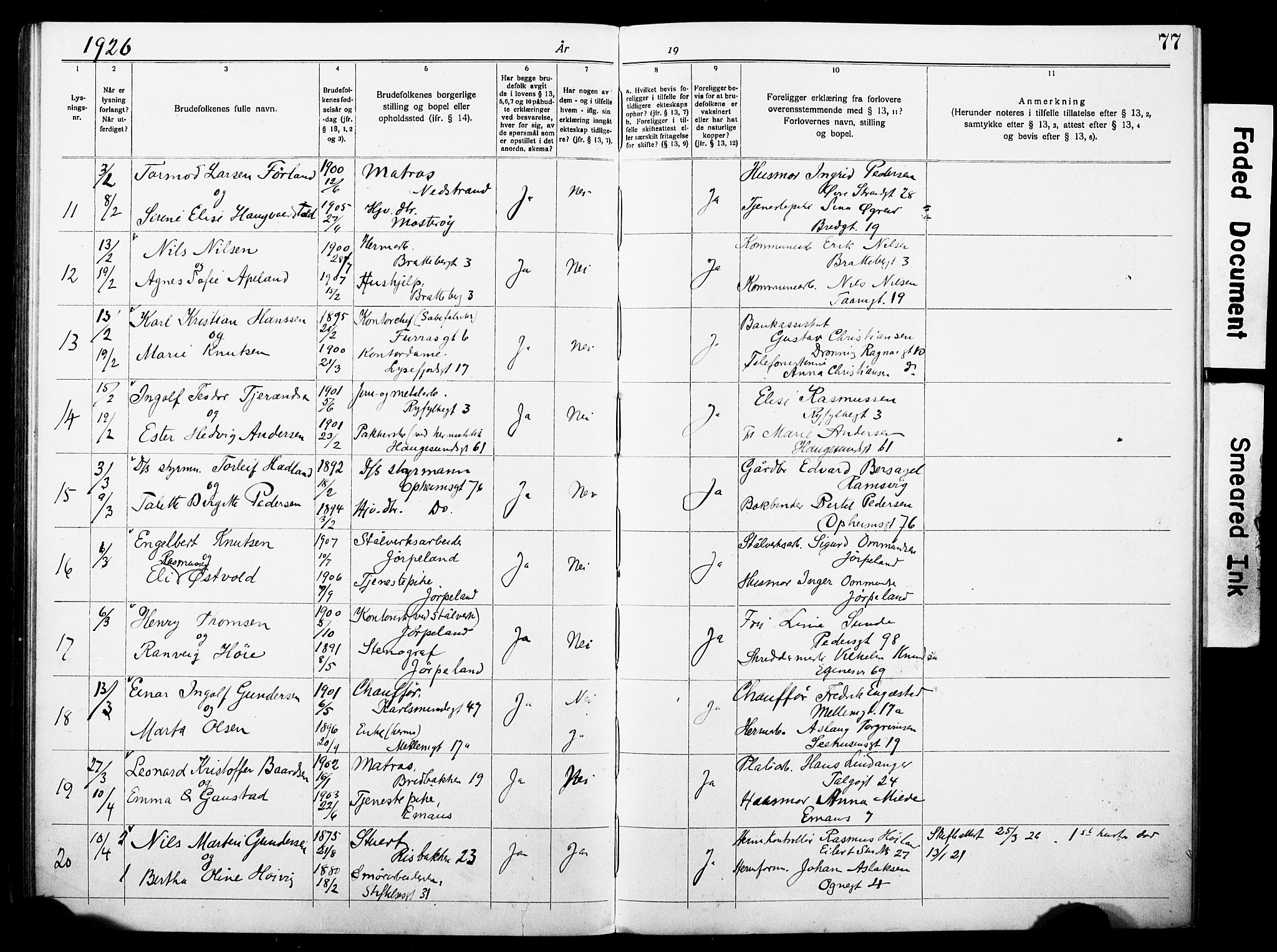 St. Johannes sokneprestkontor, AV/SAST-A-101814/001/70/705BA/L0004: Banns register no. 4, 1919-1928, p. 77