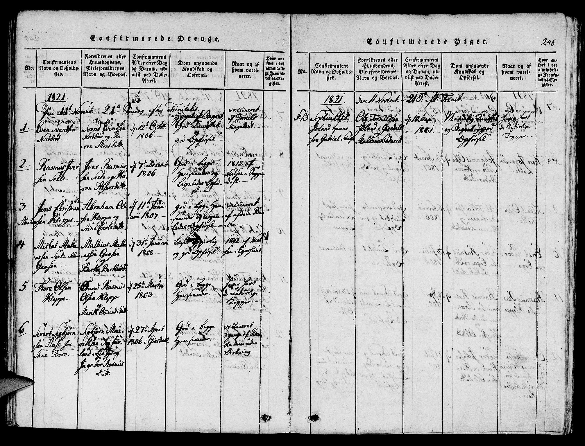 Klepp sokneprestkontor, AV/SAST-A-101803/001/3/30BA/L0002: Parish register (official) no. A 2, 1816-1833, p. 246