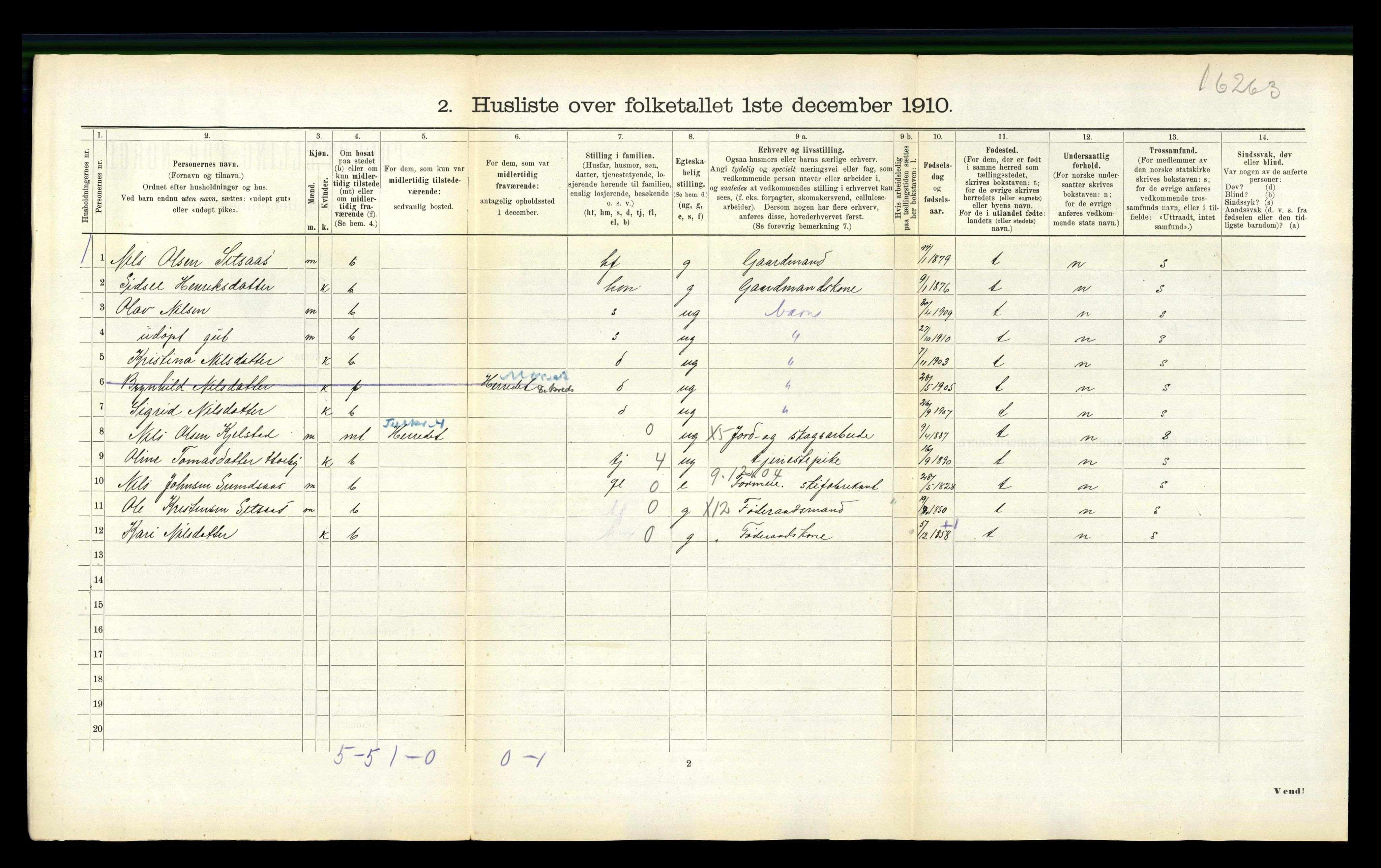 RA, 1910 census for Selbu, 1910, p. 309