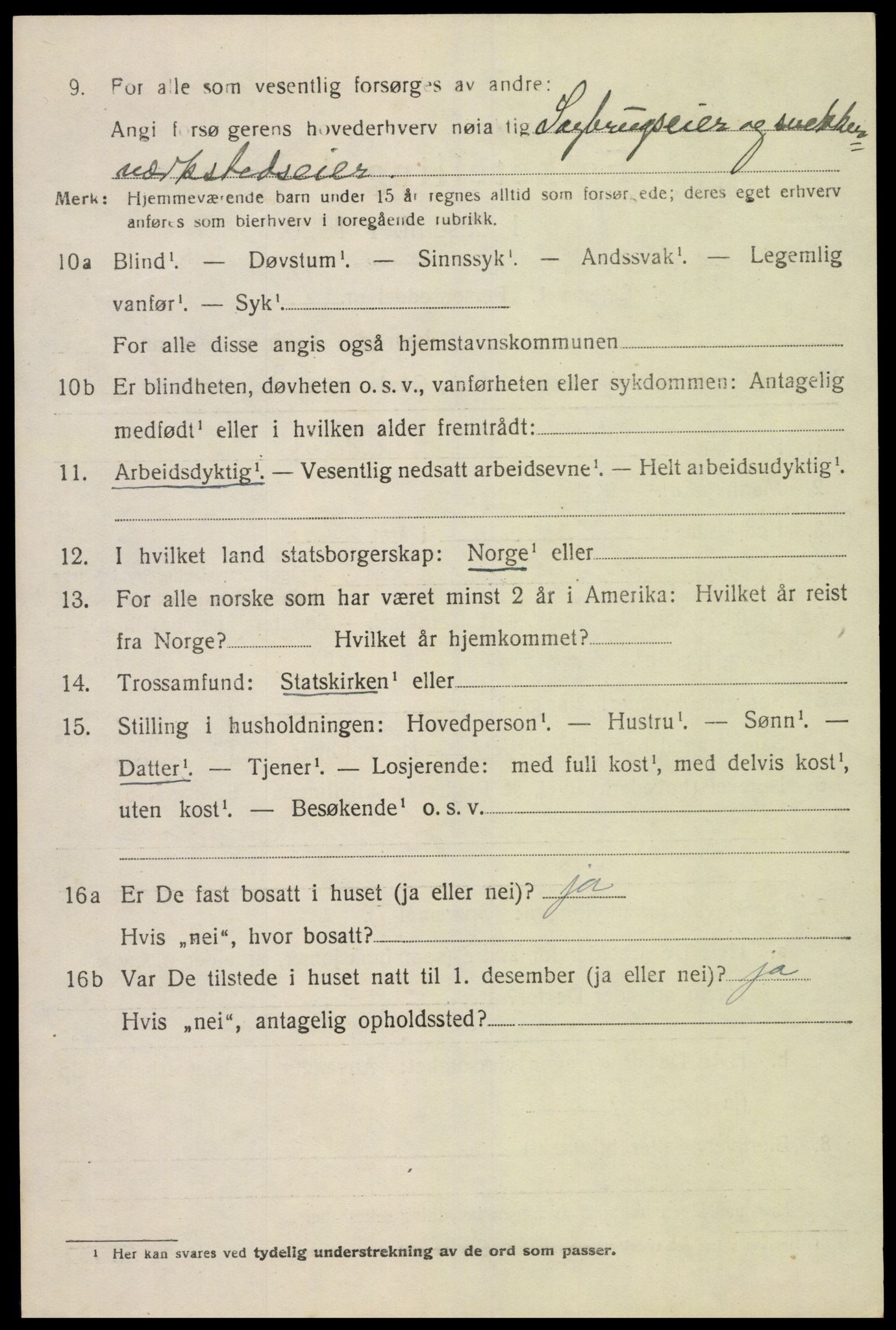 SAK, 1920 census for Sør-Audnedal, 1920, p. 5914