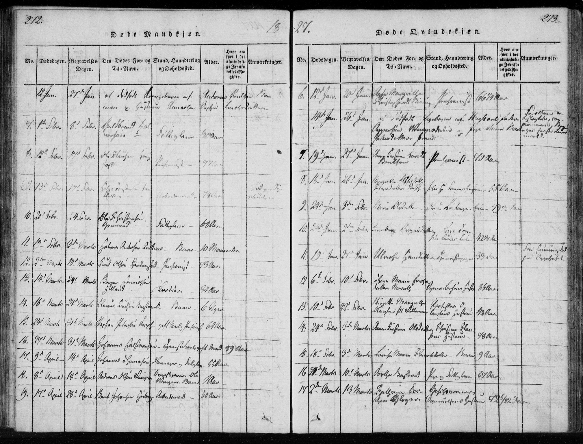 Kongsberg kirkebøker, AV/SAKO-A-22/F/Fa/L0008: Parish register (official) no. I 8, 1816-1839, p. 272-273