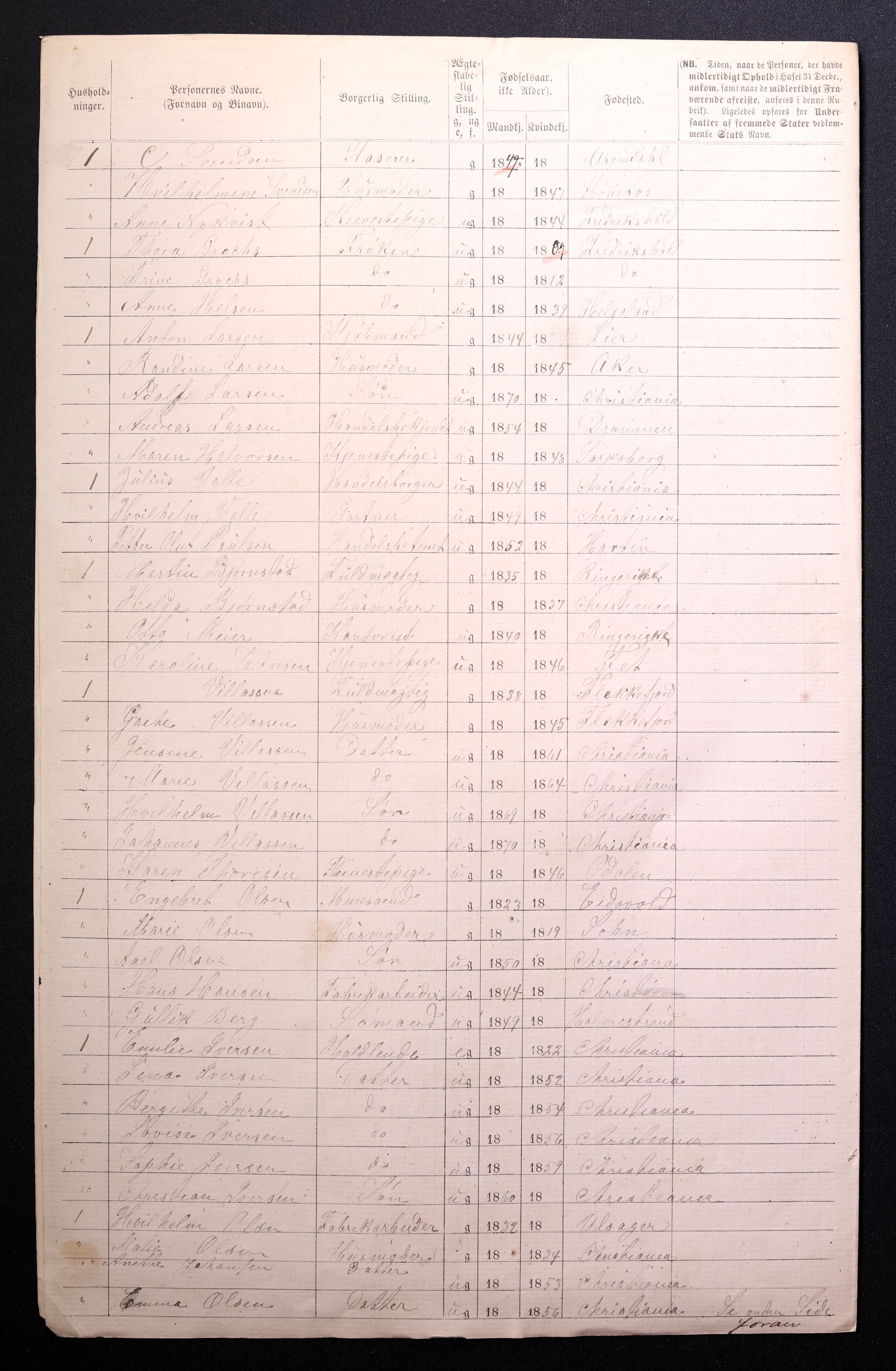 RA, 1870 census for 0301 Kristiania, 1870, p. 1701