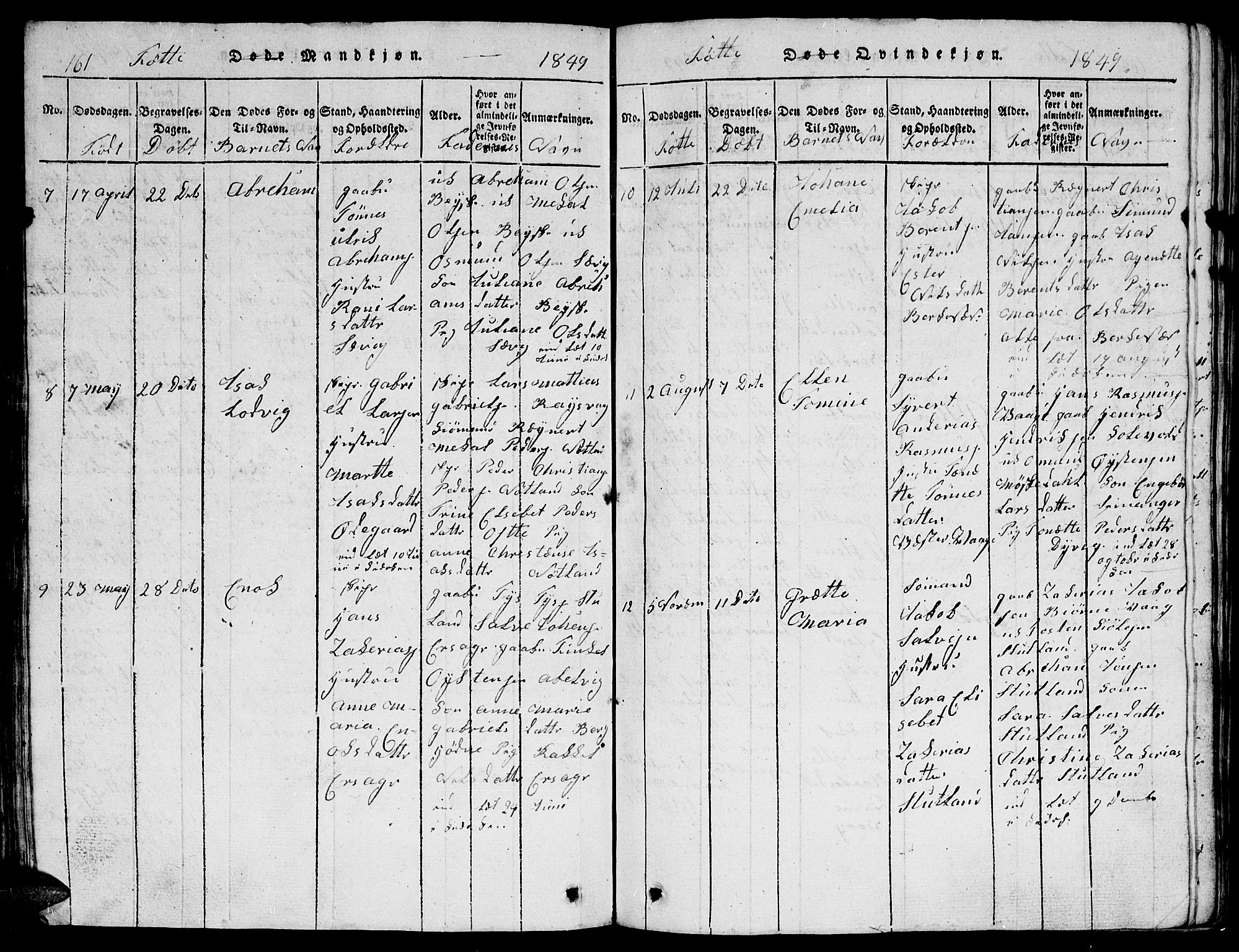 Herad sokneprestkontor, AV/SAK-1111-0018/F/Fb/Fbb/L0001: Parish register (copy) no. B 1, 1815-1852, p. 161