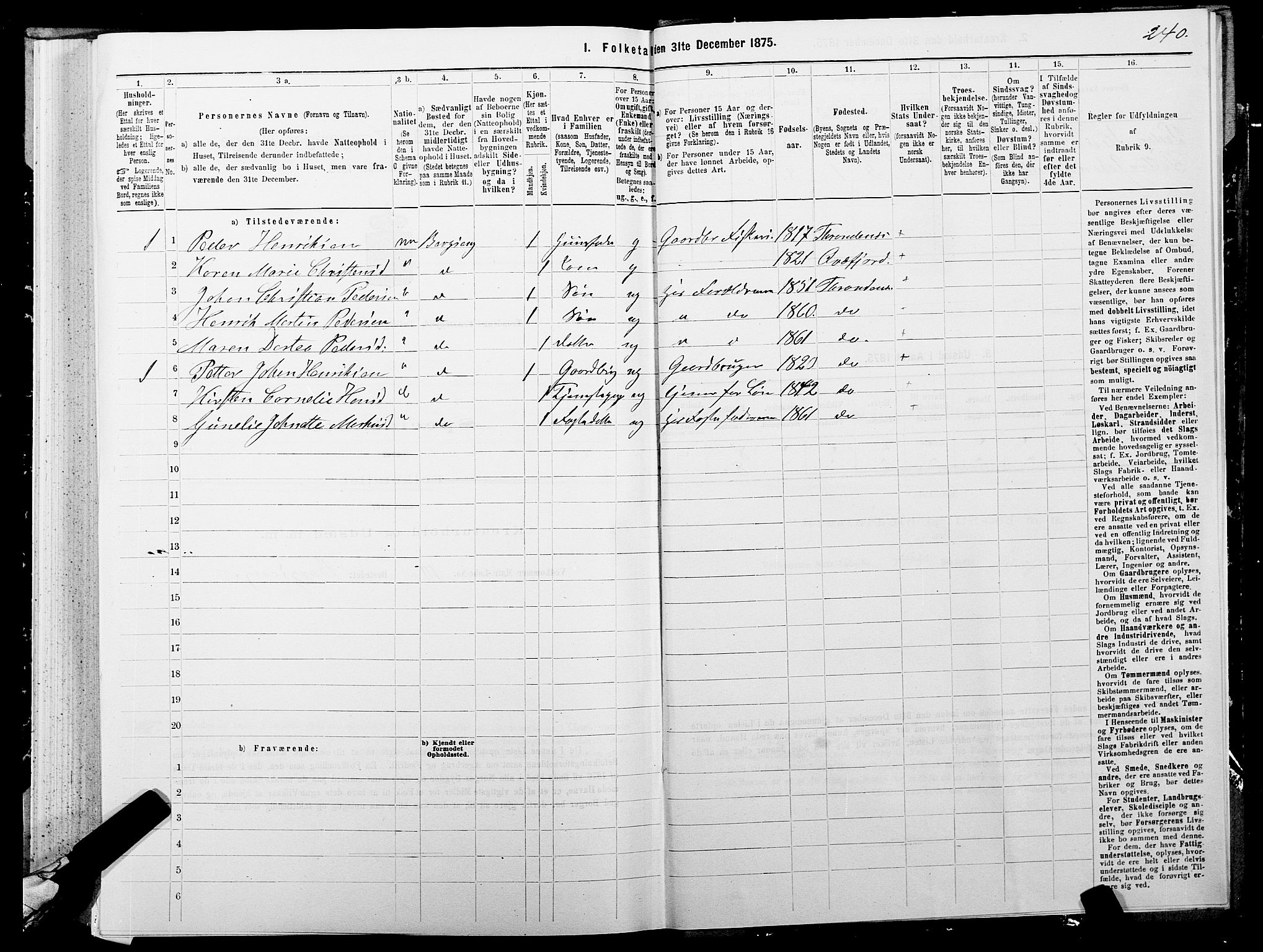 SATØ, 1875 census for 1914P Trondenes, 1875, p. 5240