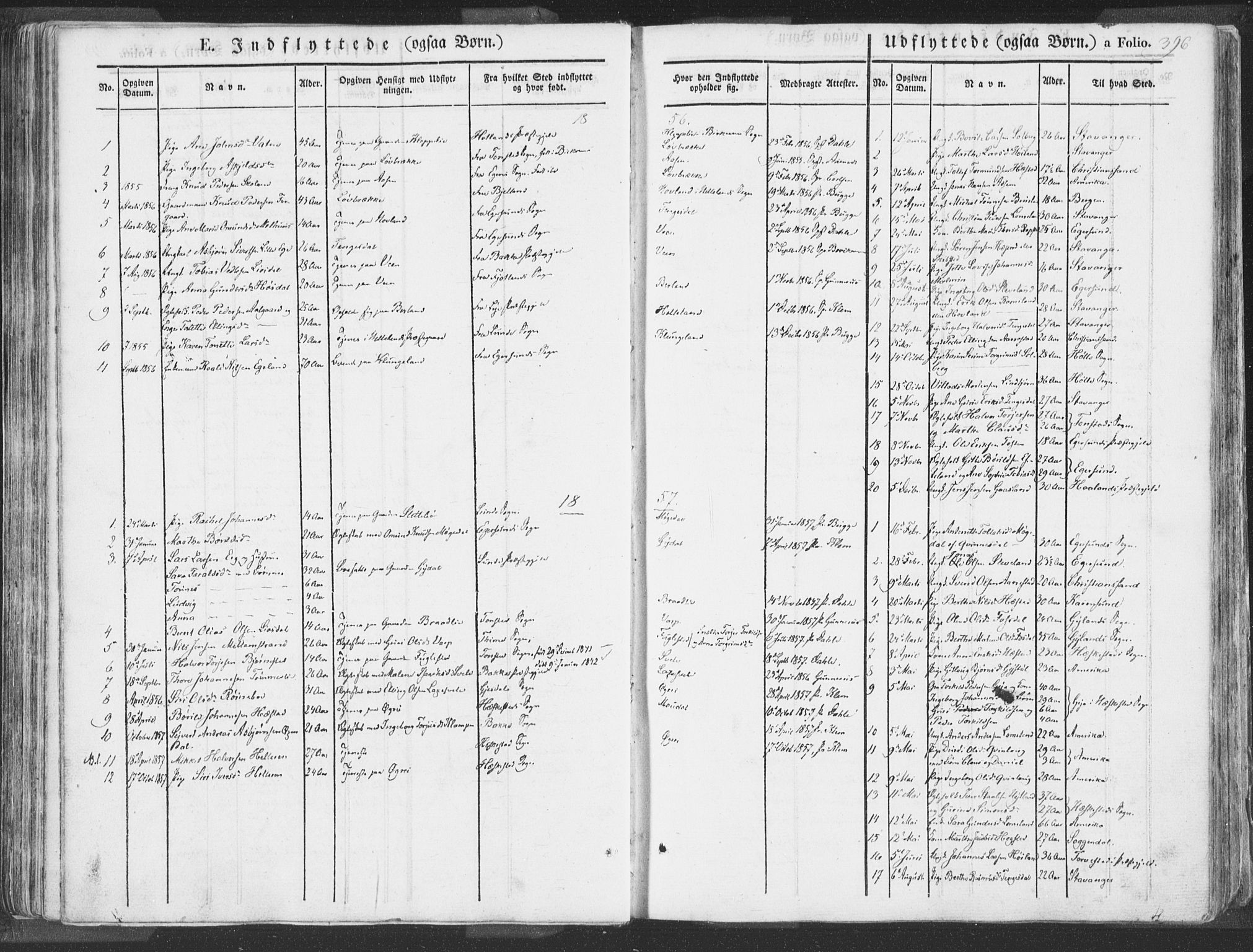 Helleland sokneprestkontor, SAST/A-101810: Parish register (official) no. A 6.2, 1834-1863, p. 396