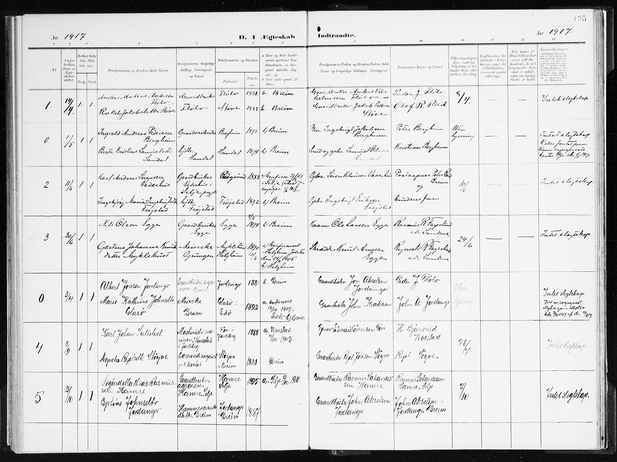 Gloppen sokneprestembete, AV/SAB-A-80101/H/Haa/Haac/L0003: Parish register (official) no. C 3, 1904-1921, p. 195